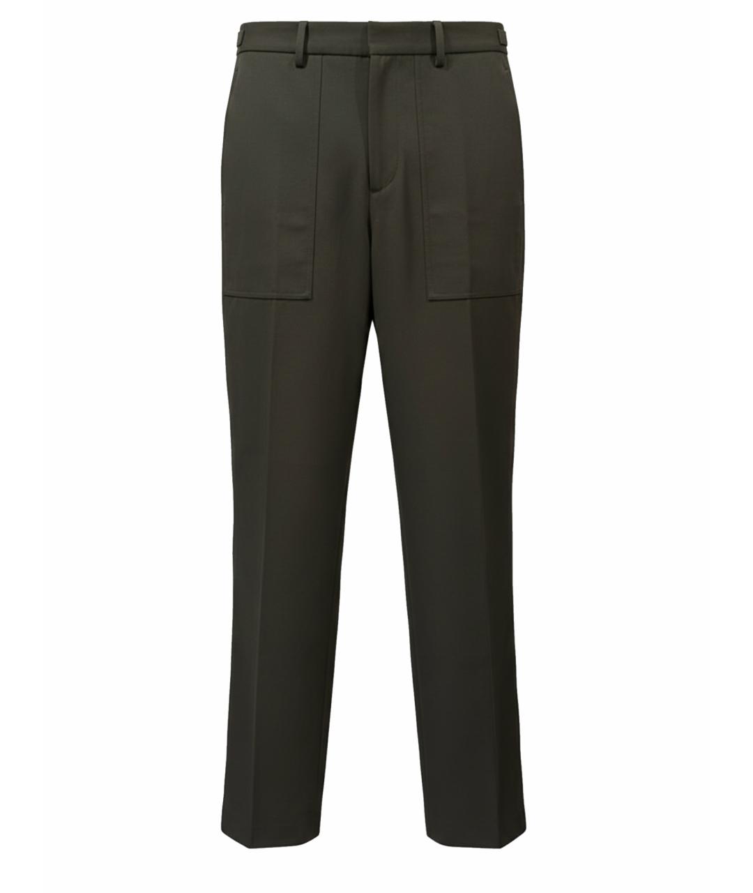 HELMUT LANG Хаки шерстяные повседневные брюки, фото 1