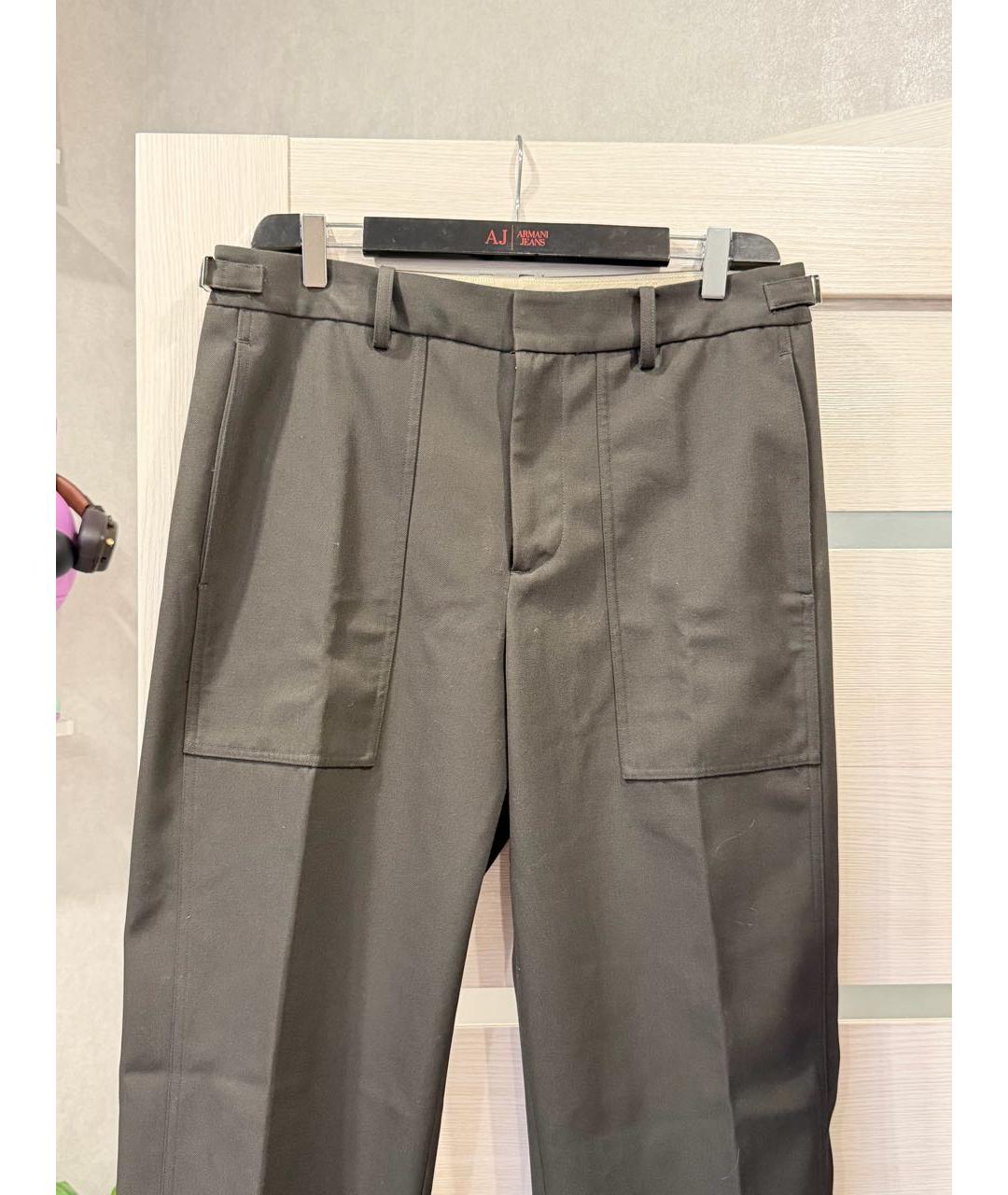 HELMUT LANG Хаки шерстяные повседневные брюки, фото 3