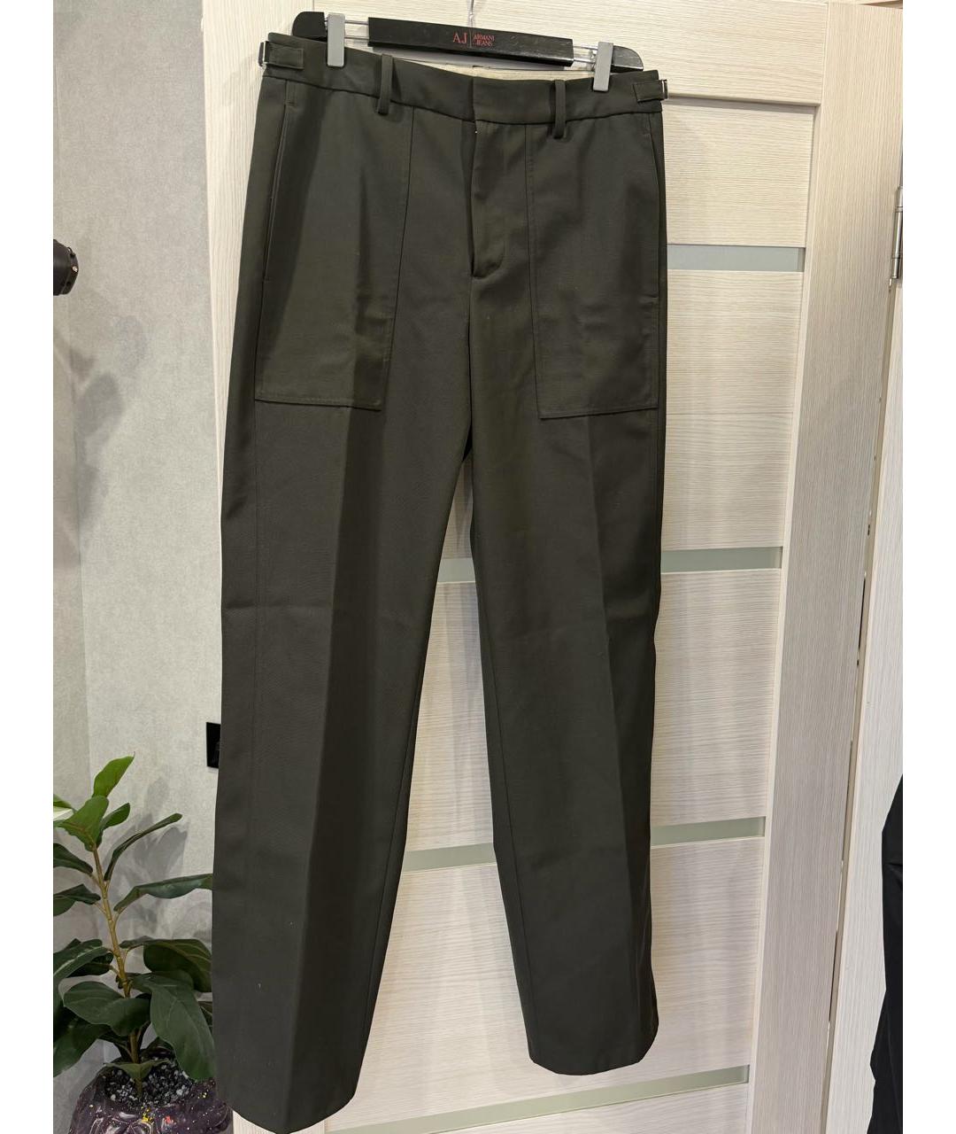 HELMUT LANG Хаки шерстяные повседневные брюки, фото 7