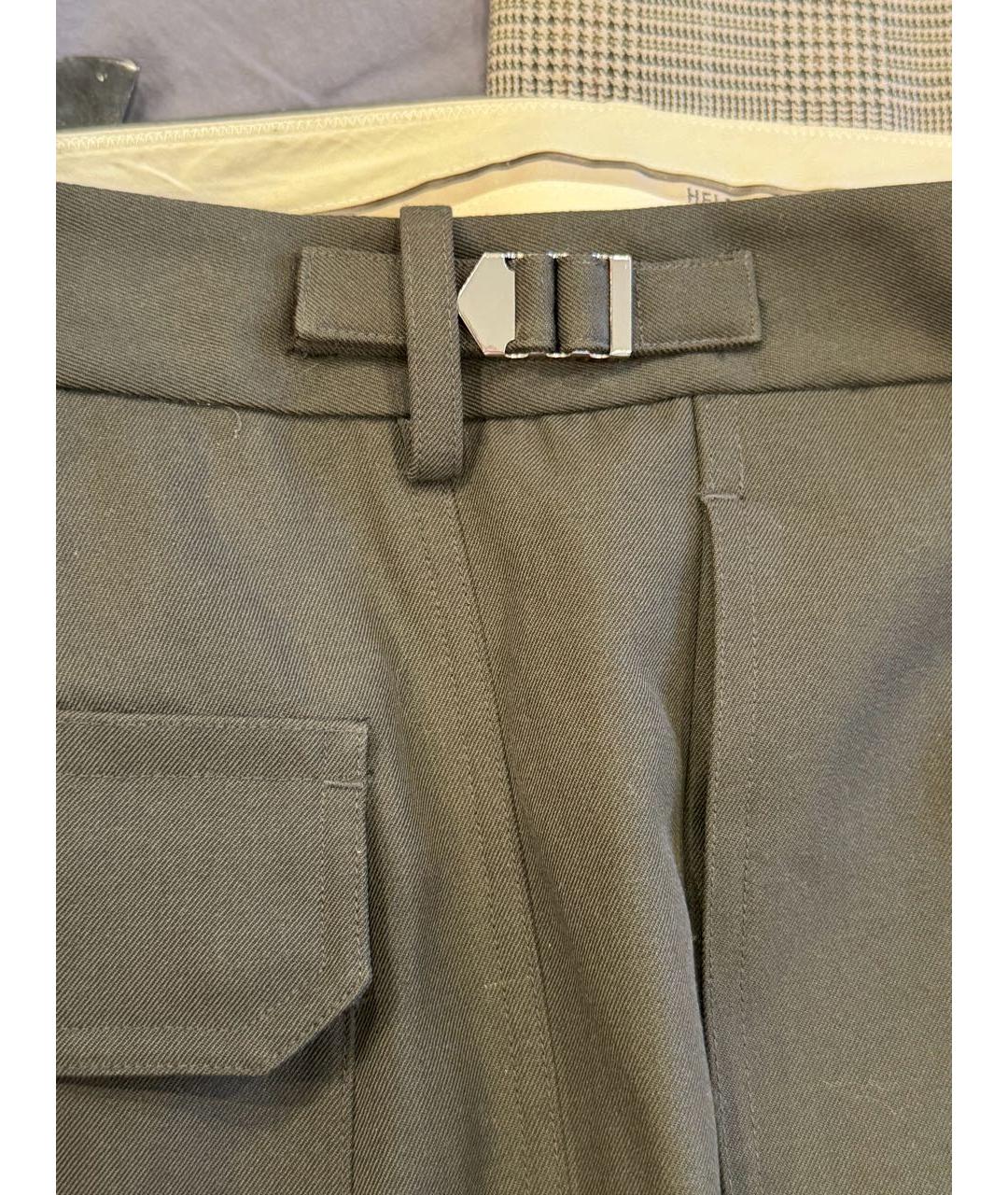 HELMUT LANG Хаки шерстяные повседневные брюки, фото 6