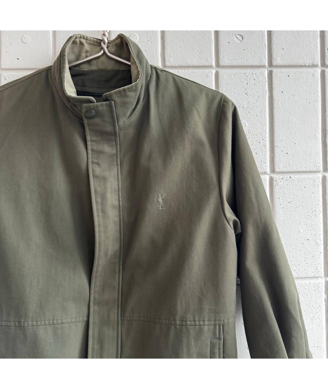 SAINT LAURENT Хаки хлопковая куртка, фото 2