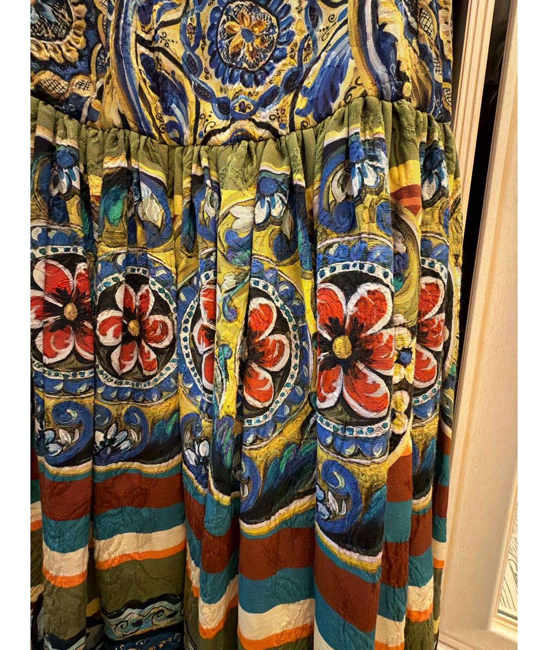 DOLCE&GABBANA Зеленая хлопковая юбка макси, фото 4