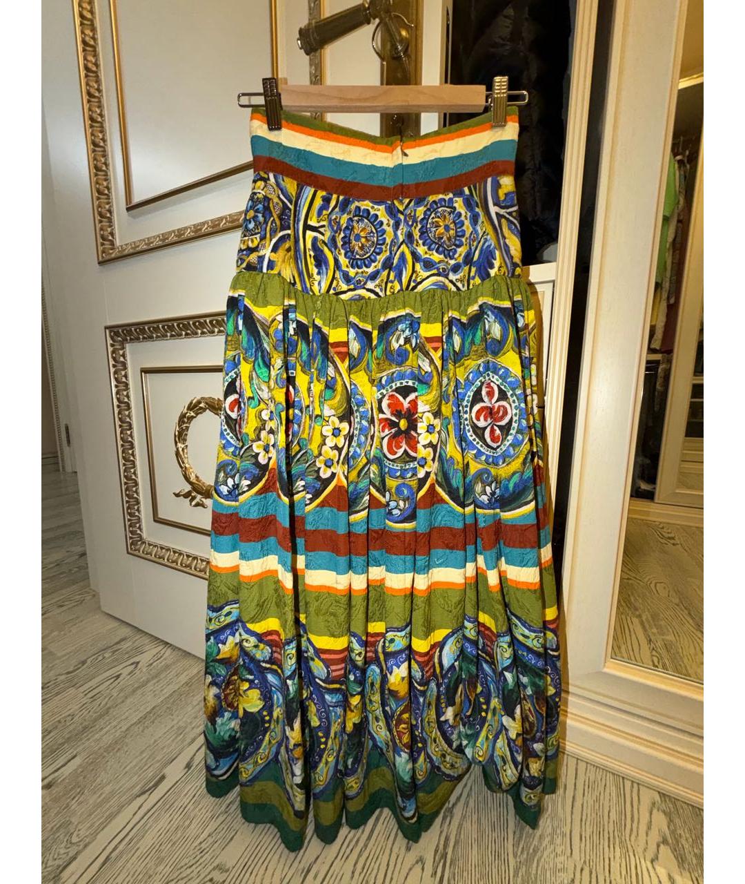 DOLCE&GABBANA Зеленая хлопковая юбка макси, фото 2