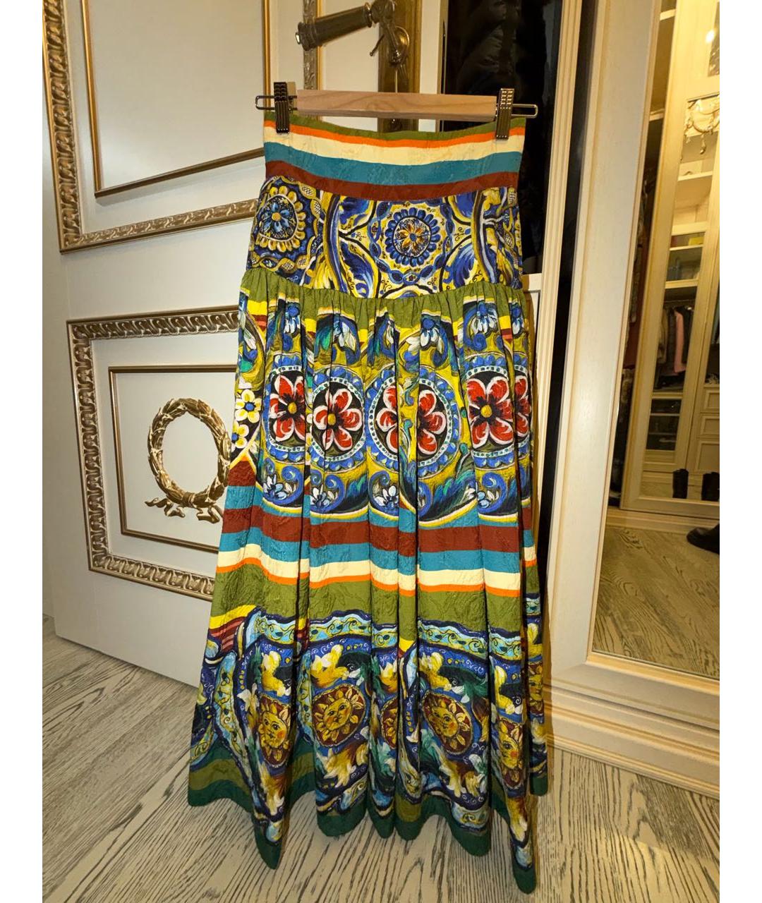 DOLCE&GABBANA Зеленая хлопковая юбка макси, фото 6