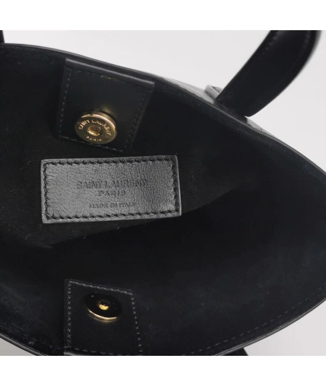 SAINT LAURENT Черная кожаная сумка с короткими ручками, фото 5