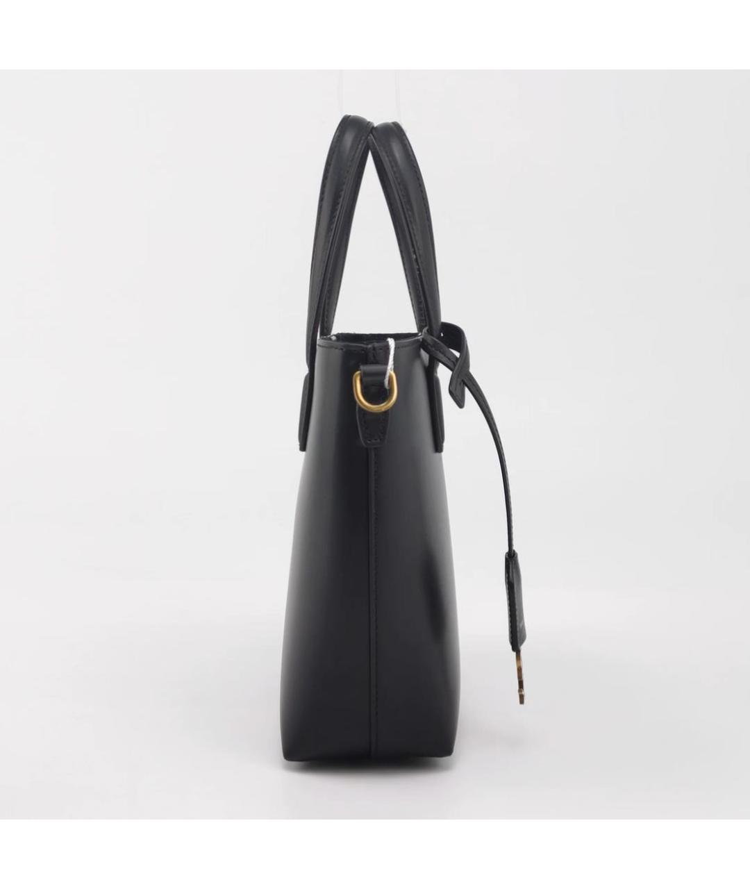 SAINT LAURENT Черная кожаная сумка с короткими ручками, фото 3