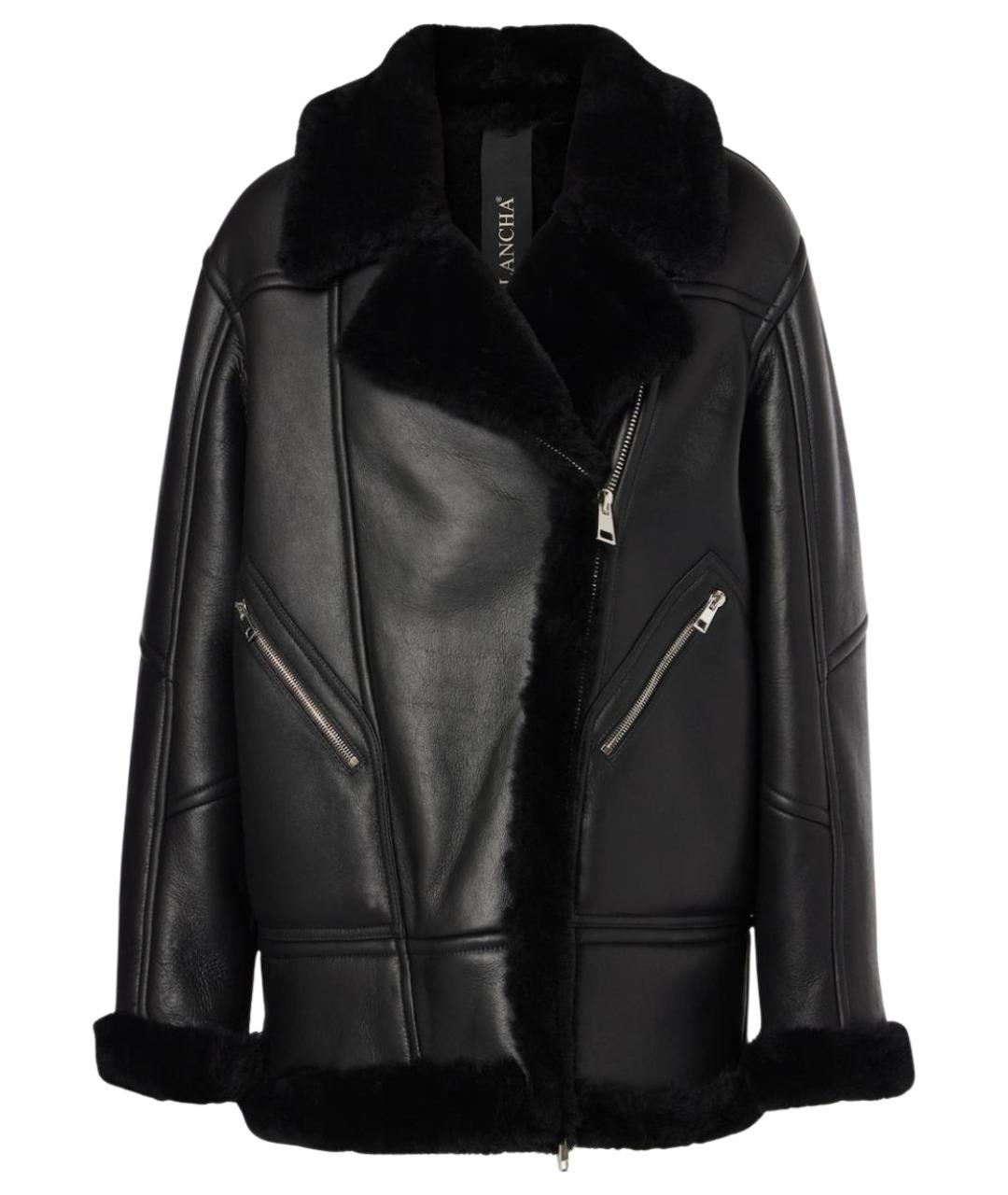 BLANCHA Черная кожаная дубленка, фото 1