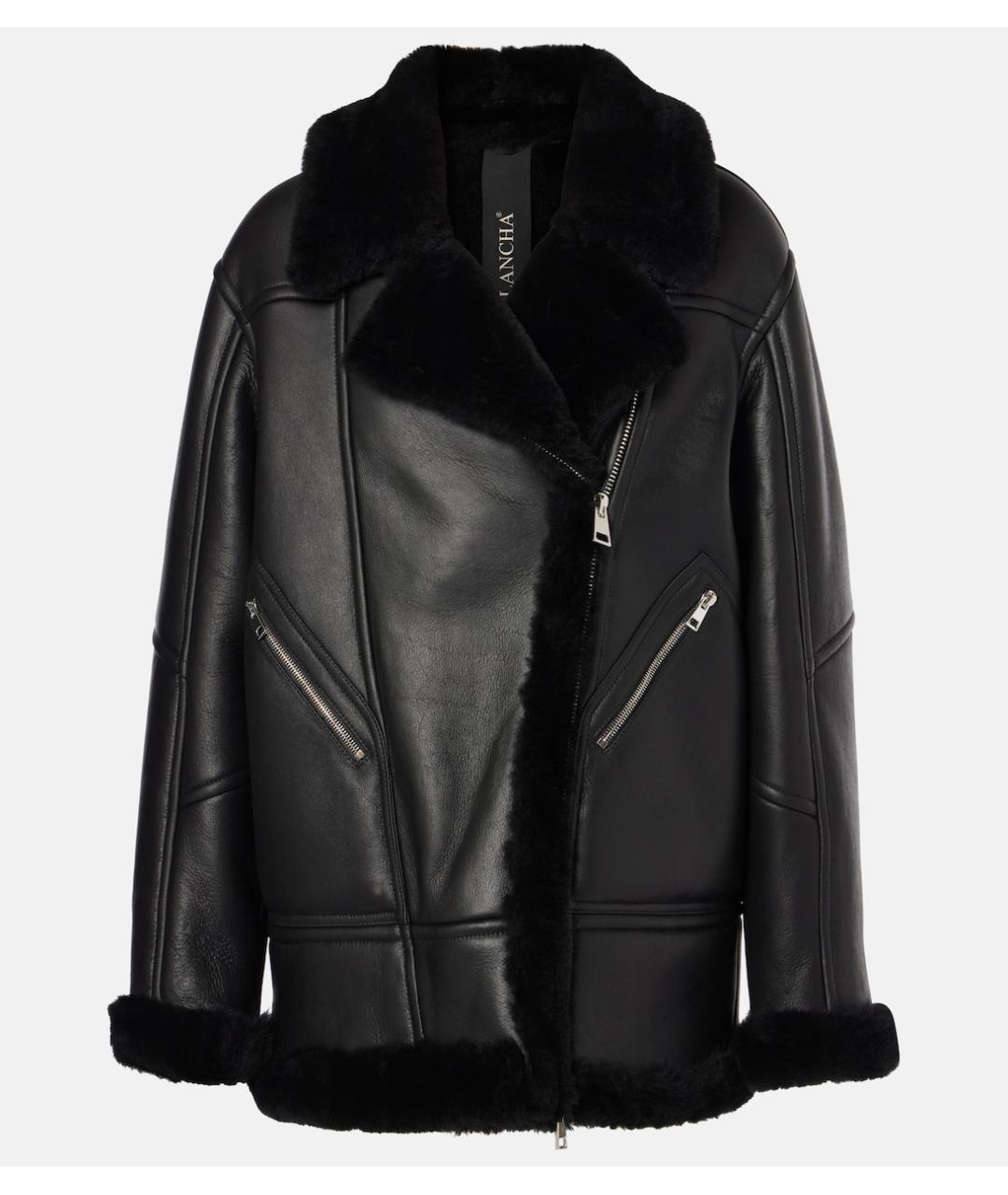 BLANCHA Черная кожаная дубленка, фото 7