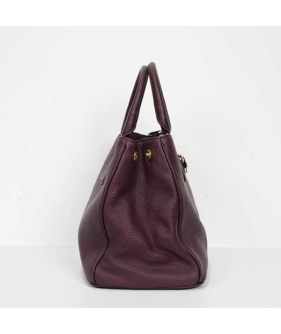 PRADA Бордовая кожаная сумка с короткими ручками, фото 3