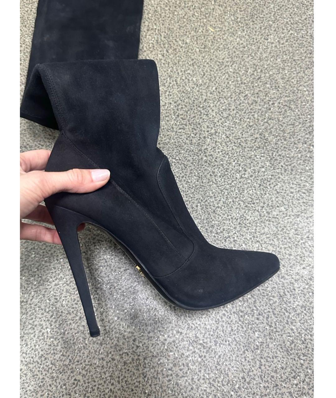PRADA Черные замшевые ботфорты, фото 3