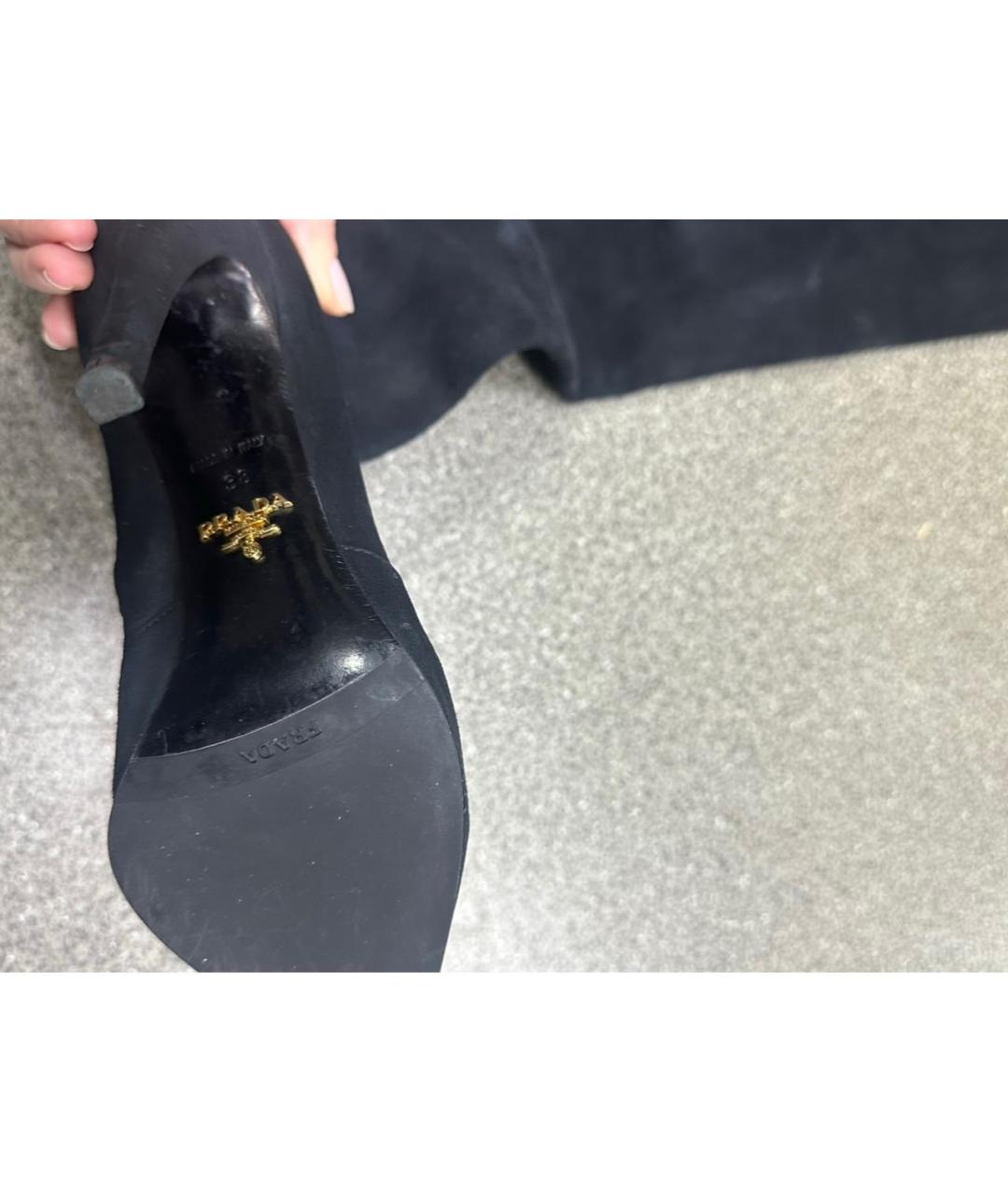 PRADA Черные замшевые ботфорты, фото 4