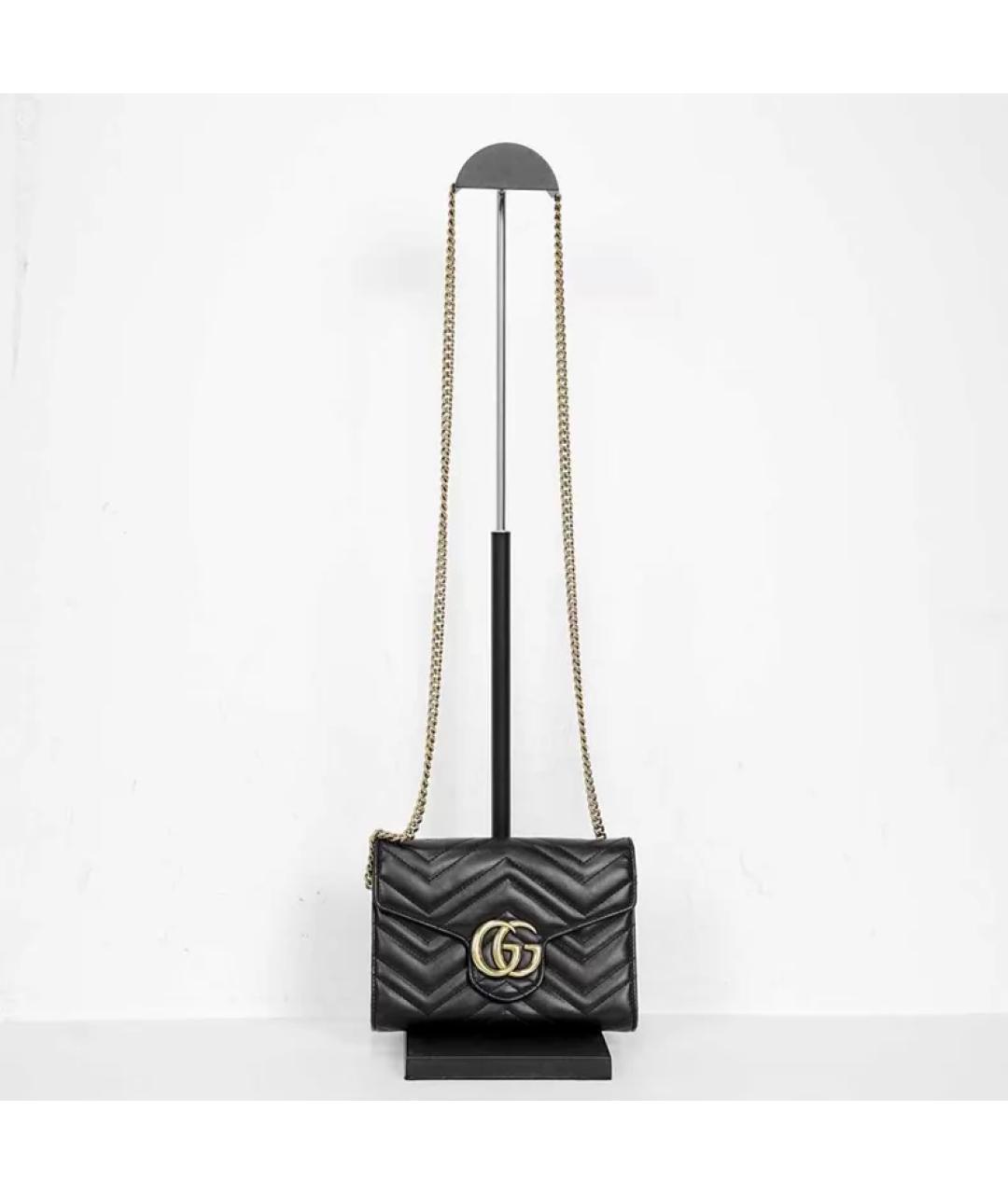 GUCCI Черная кожаная сумка через плечо, фото 5