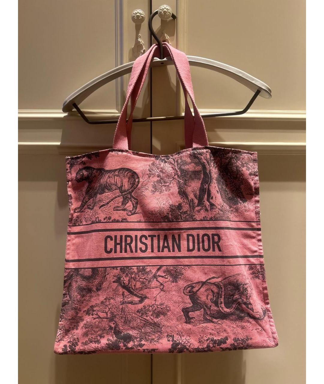 CHRISTIAN DIOR Коралловая льняная пляжная сумка, фото 3