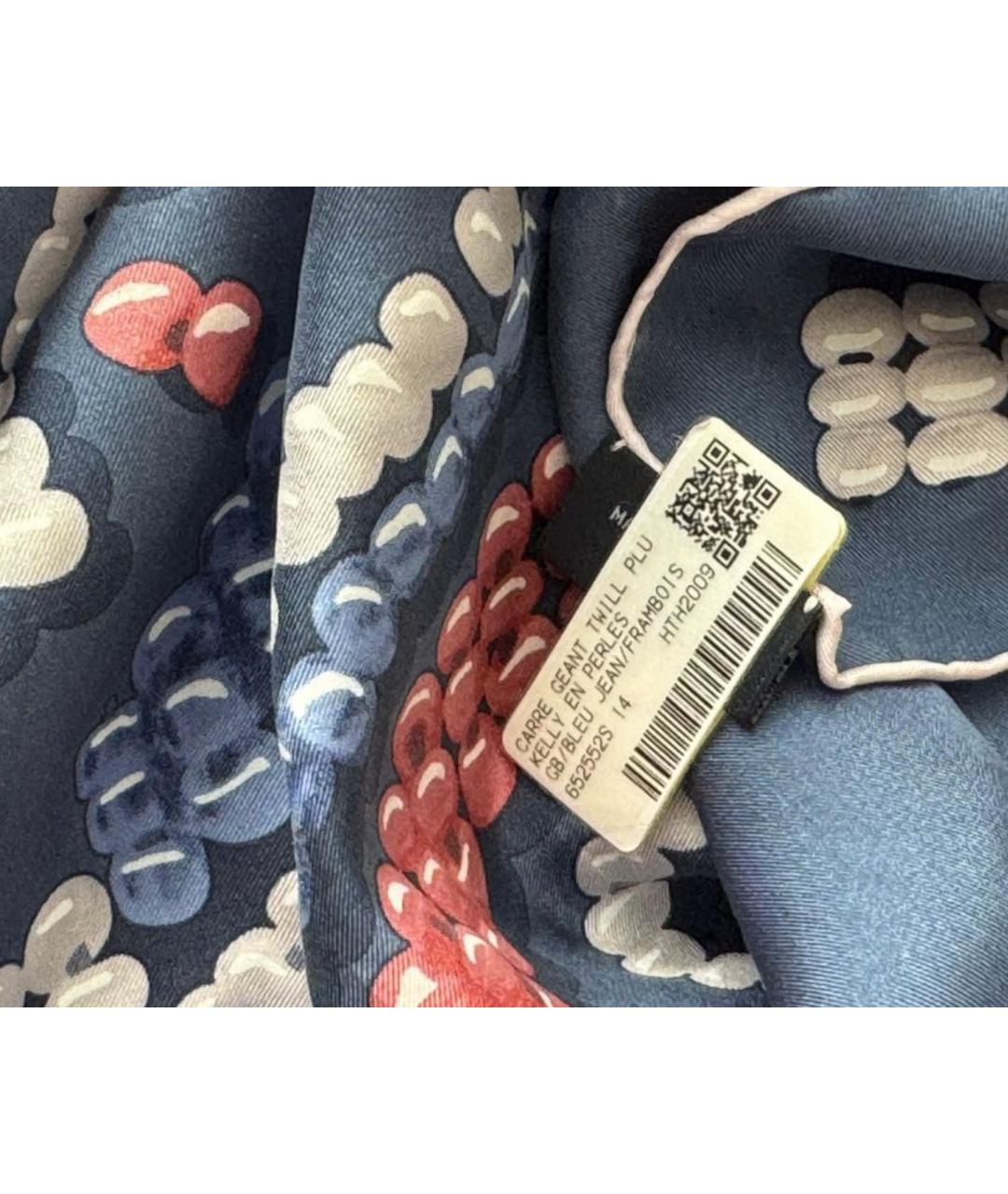 HERMES Синий шелковый платок, фото 5