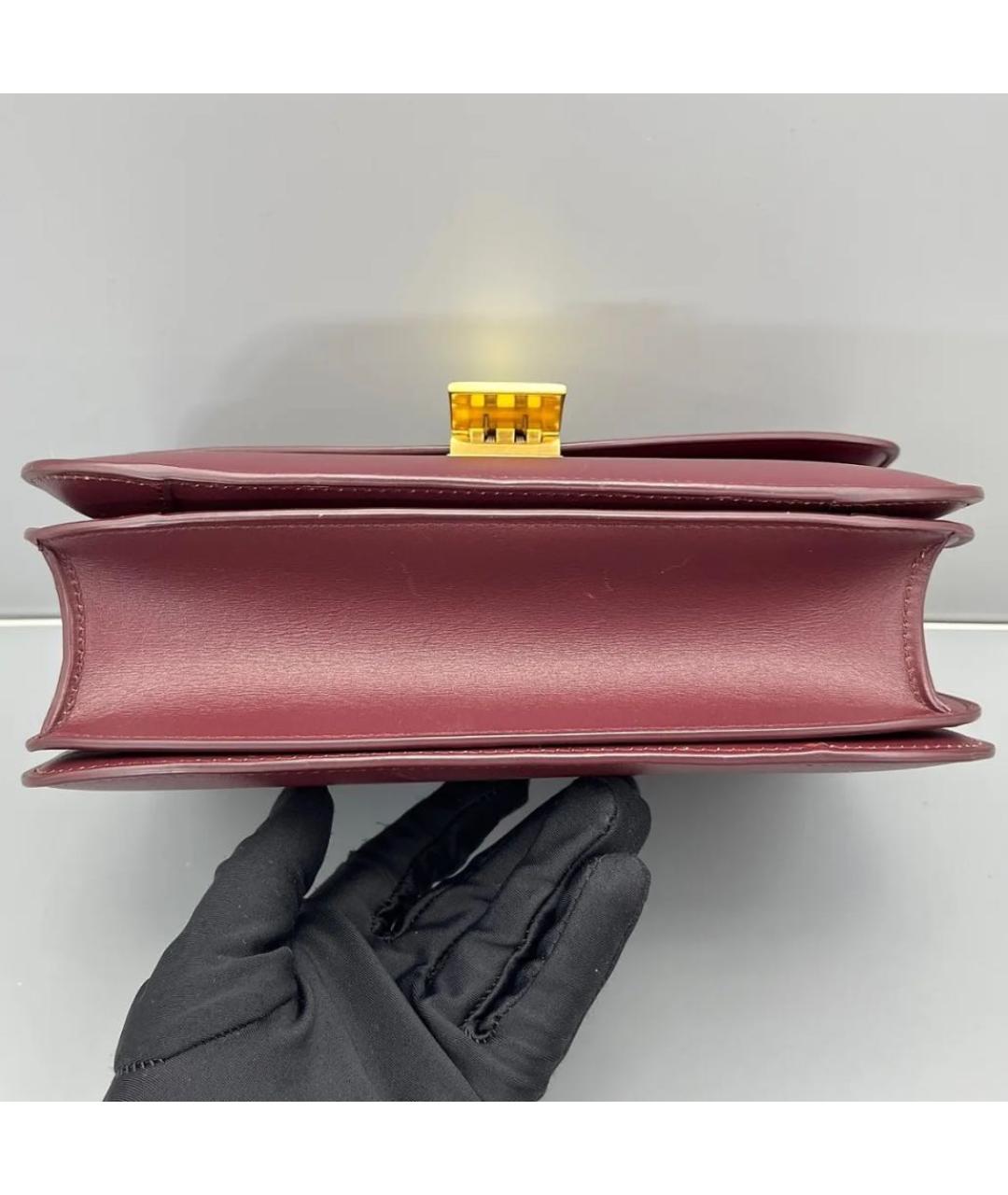 CELINE Бордовая кожаная сумка через плечо, фото 4