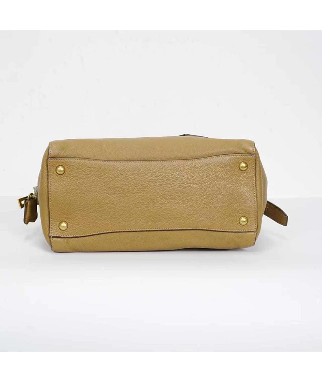 PRADA Бежевая кожаная сумка с короткими ручками, фото 7