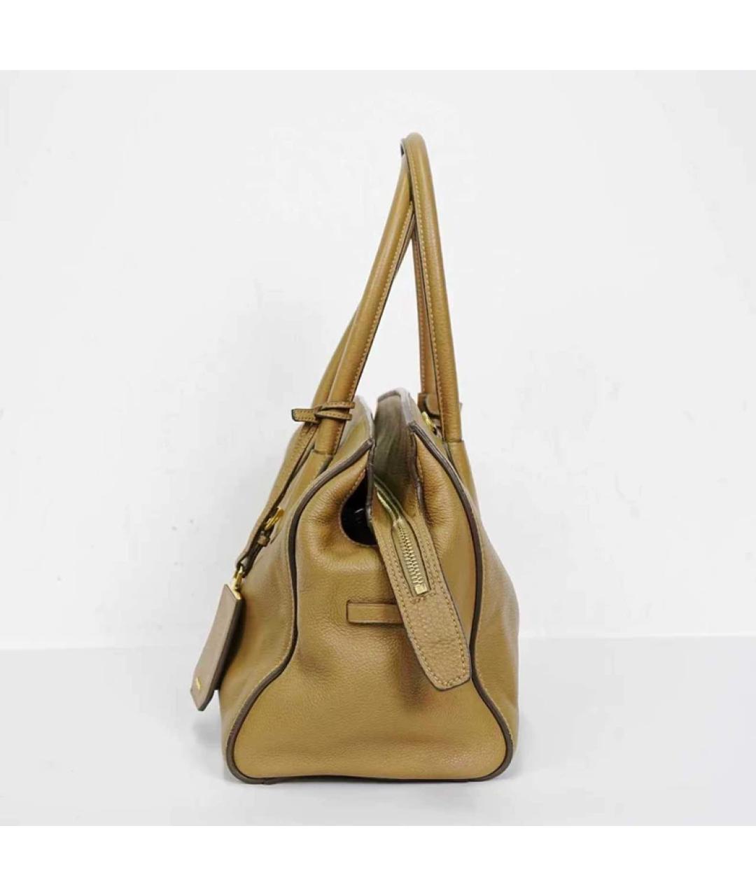PRADA Бежевая кожаная сумка с короткими ручками, фото 3