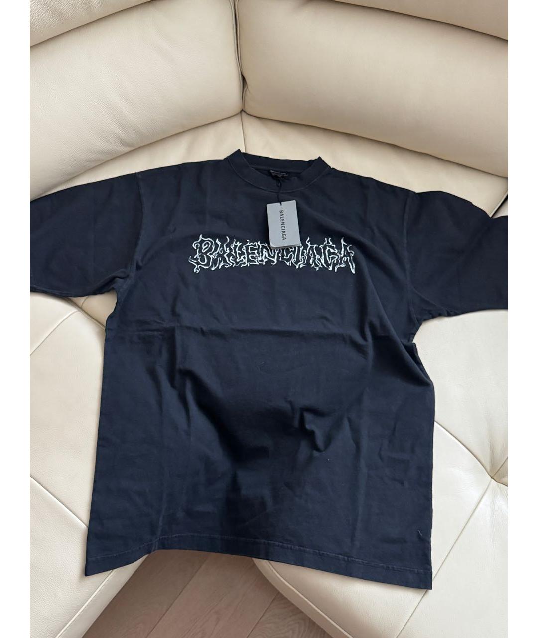 BALENCIAGA Черная хлопковая футболка, фото 2