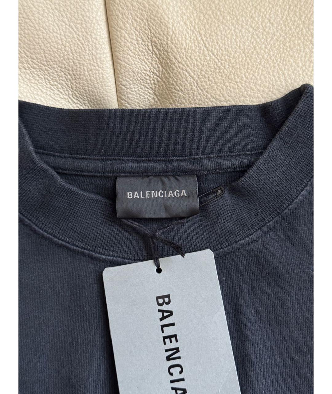BALENCIAGA Черная хлопковая футболка, фото 4