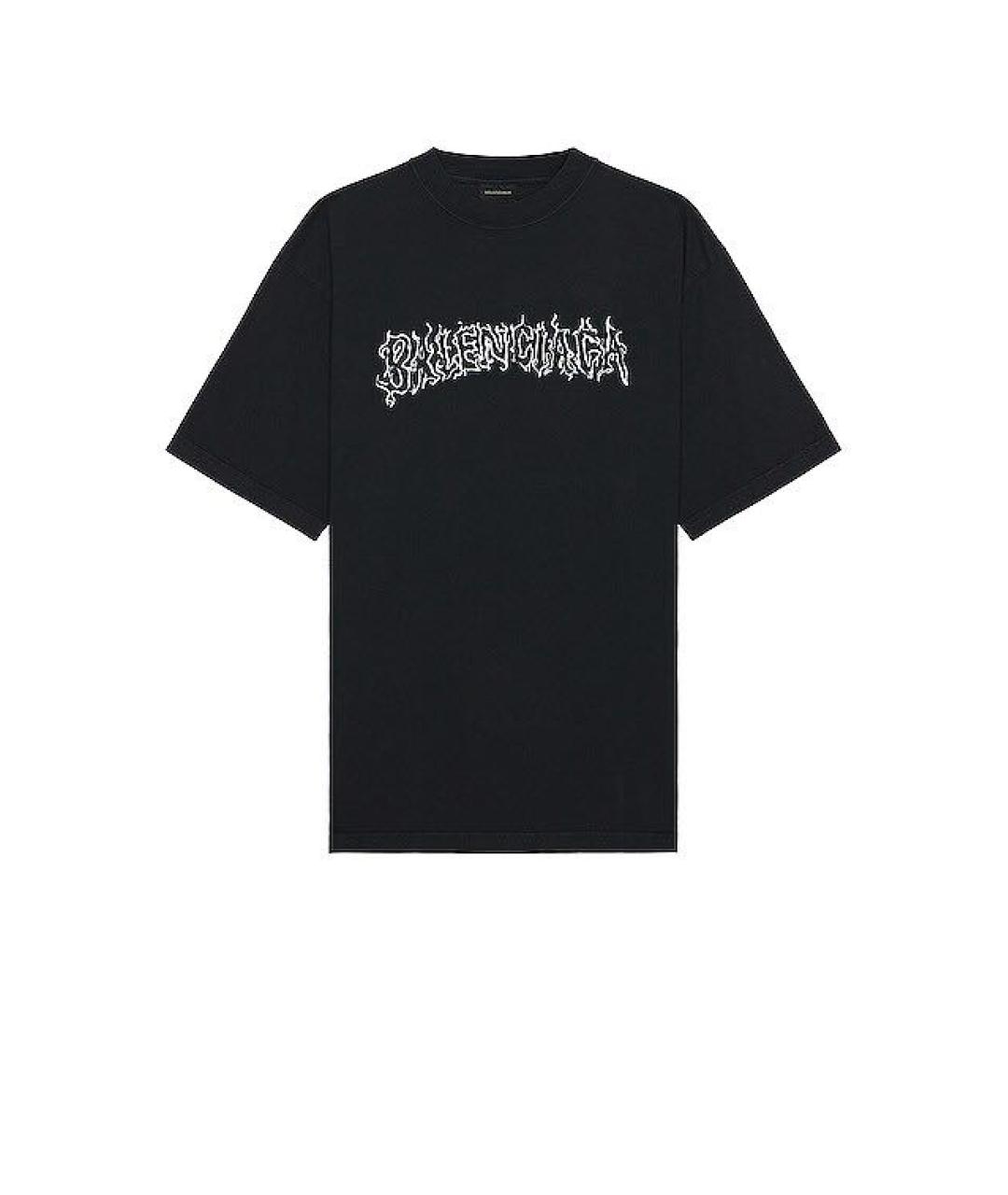 BALENCIAGA Черная хлопковая футболка, фото 9