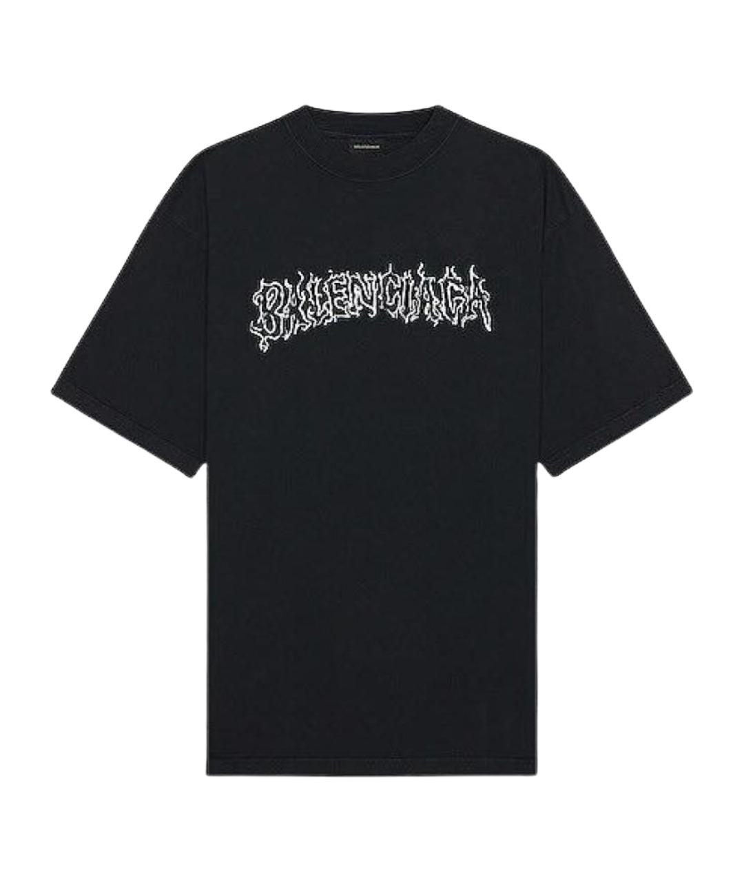 BALENCIAGA Черная хлопковая футболка, фото 1