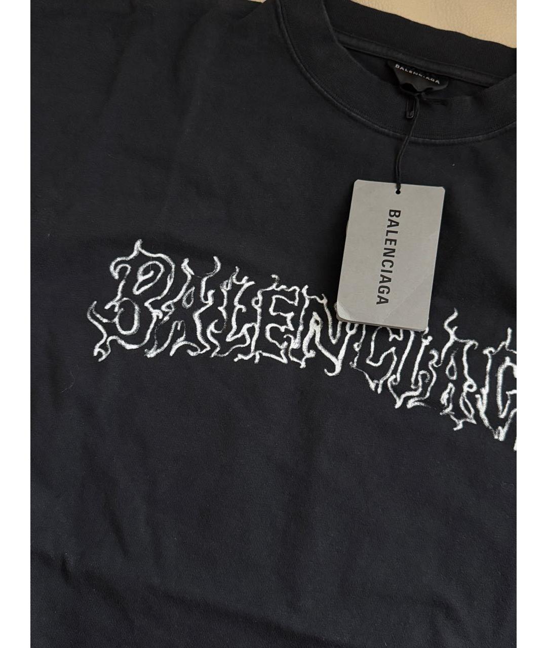 BALENCIAGA Черная хлопковая футболка, фото 3