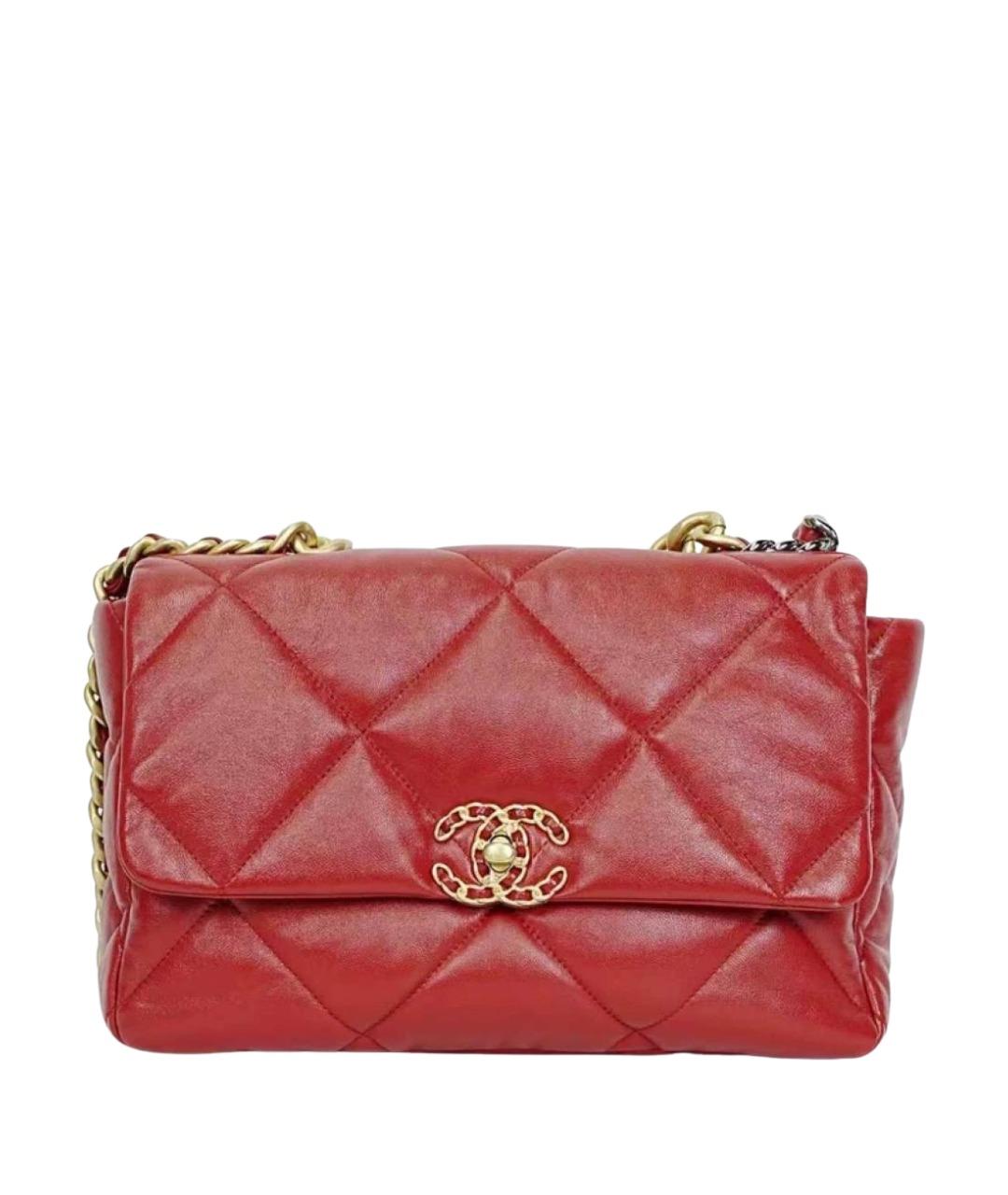 CHANEL Красная кожаная сумка через плечо, фото 1