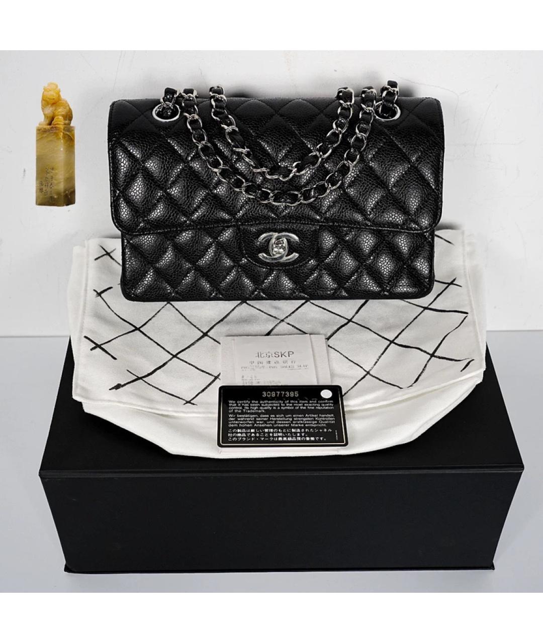 CHANEL Черная кожаная сумка с короткими ручками, фото 9