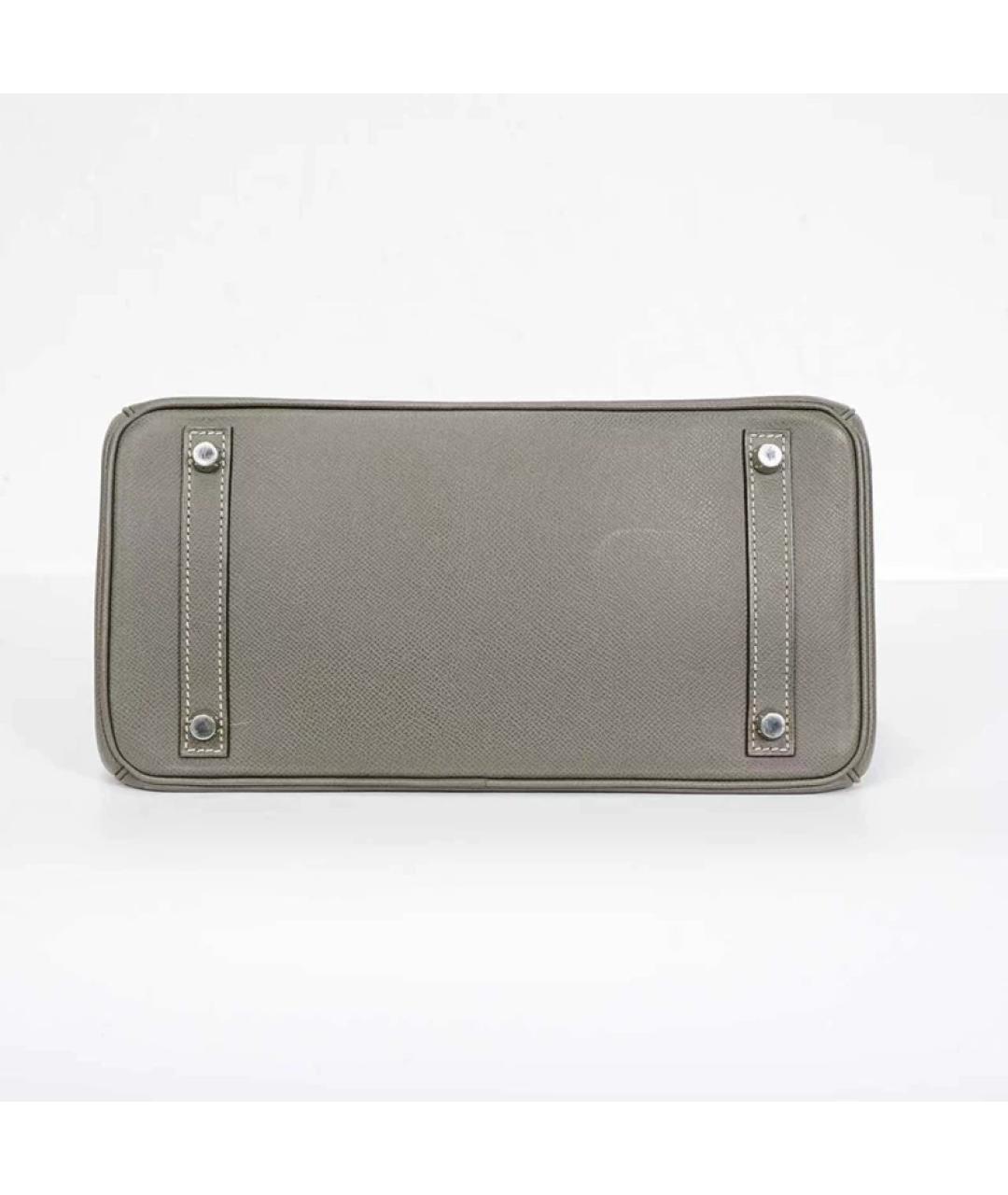 HERMES Серая кожаная сумка с короткими ручками, фото 6