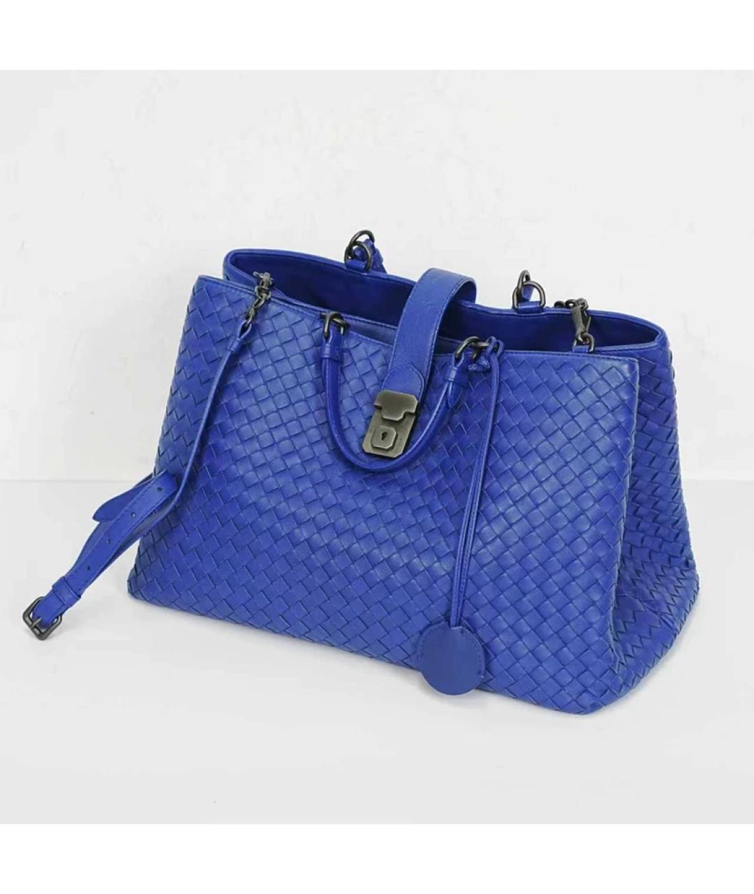 BOTTEGA VENETA Синяя кожаная сумка с короткими ручками, фото 10