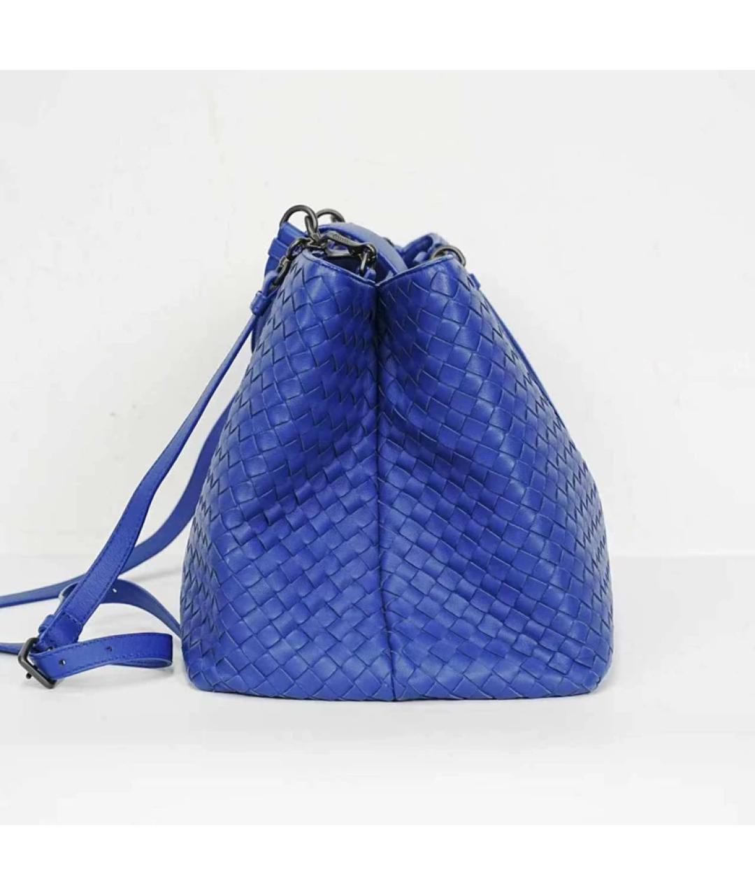 BOTTEGA VENETA Синяя кожаная сумка с короткими ручками, фото 2