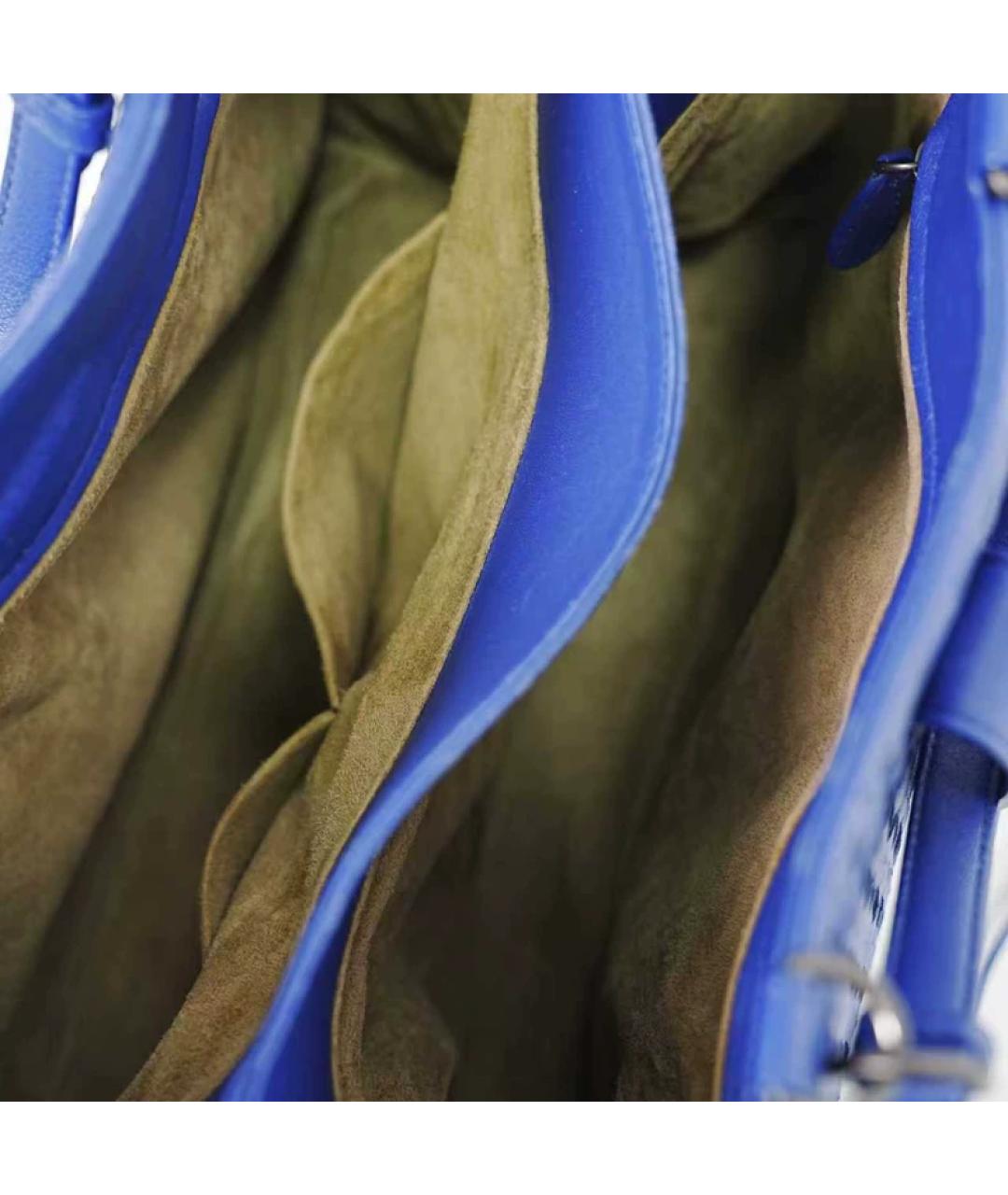 BOTTEGA VENETA Синяя кожаная сумка с короткими ручками, фото 7