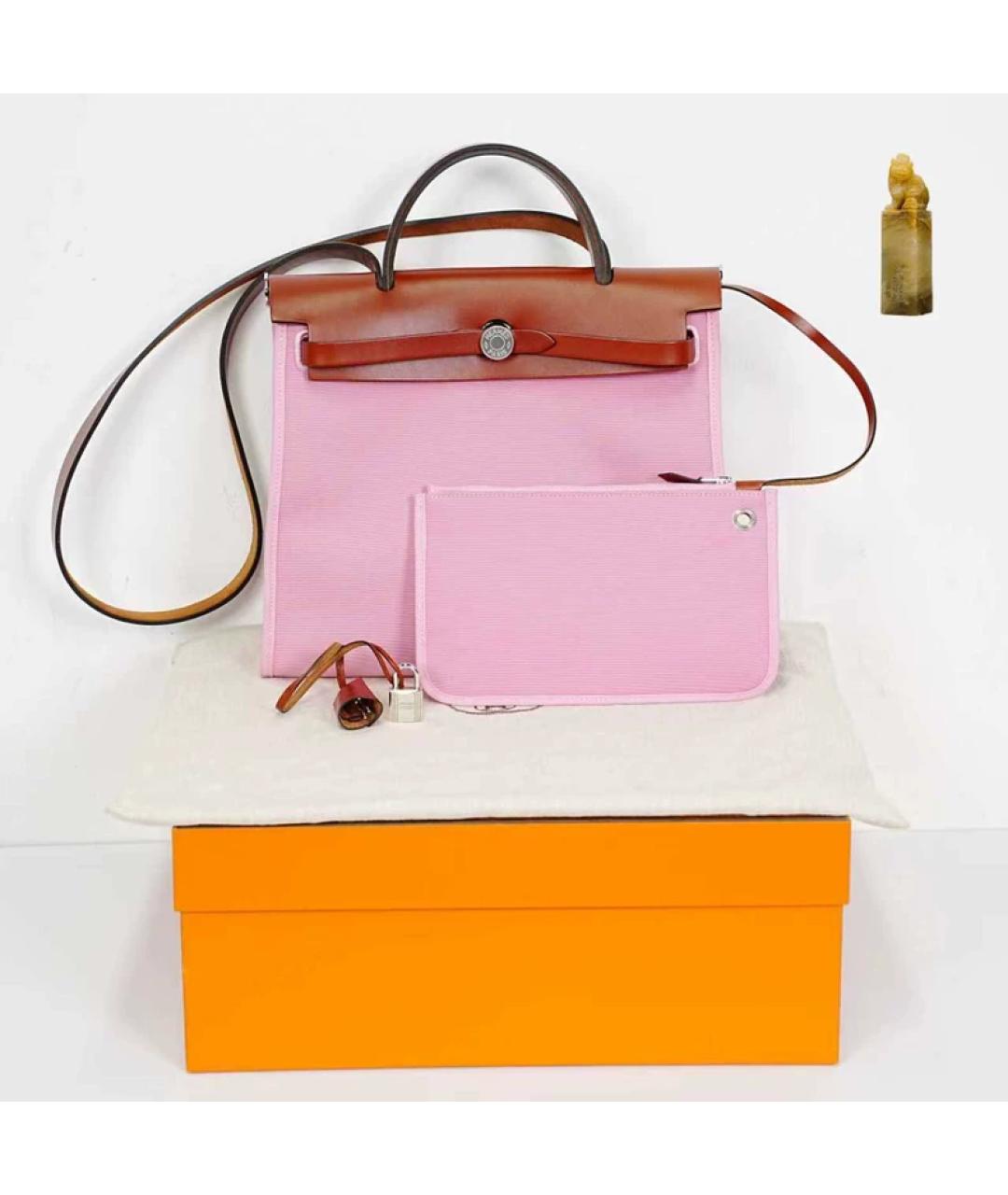 HERMES Розовая тканевая сумка через плечо, фото 9