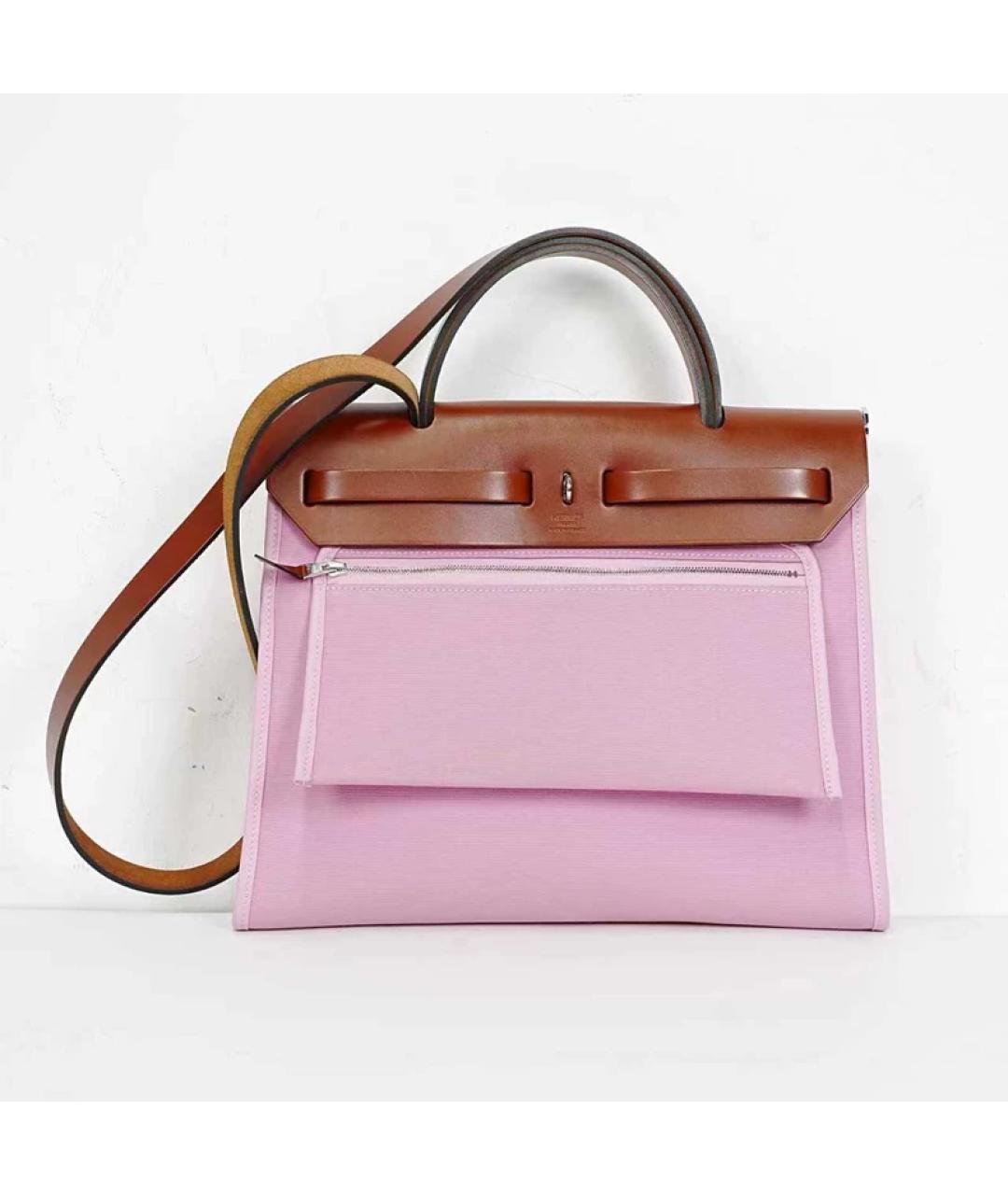 HERMES Розовая тканевая сумка через плечо, фото 4