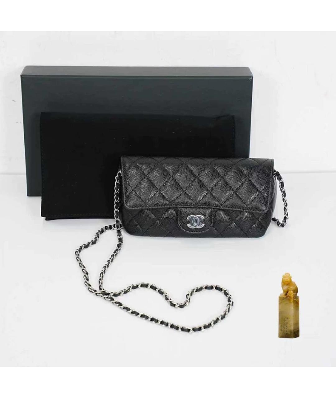 CHANEL Черная кожаная сумка с короткими ручками, фото 9