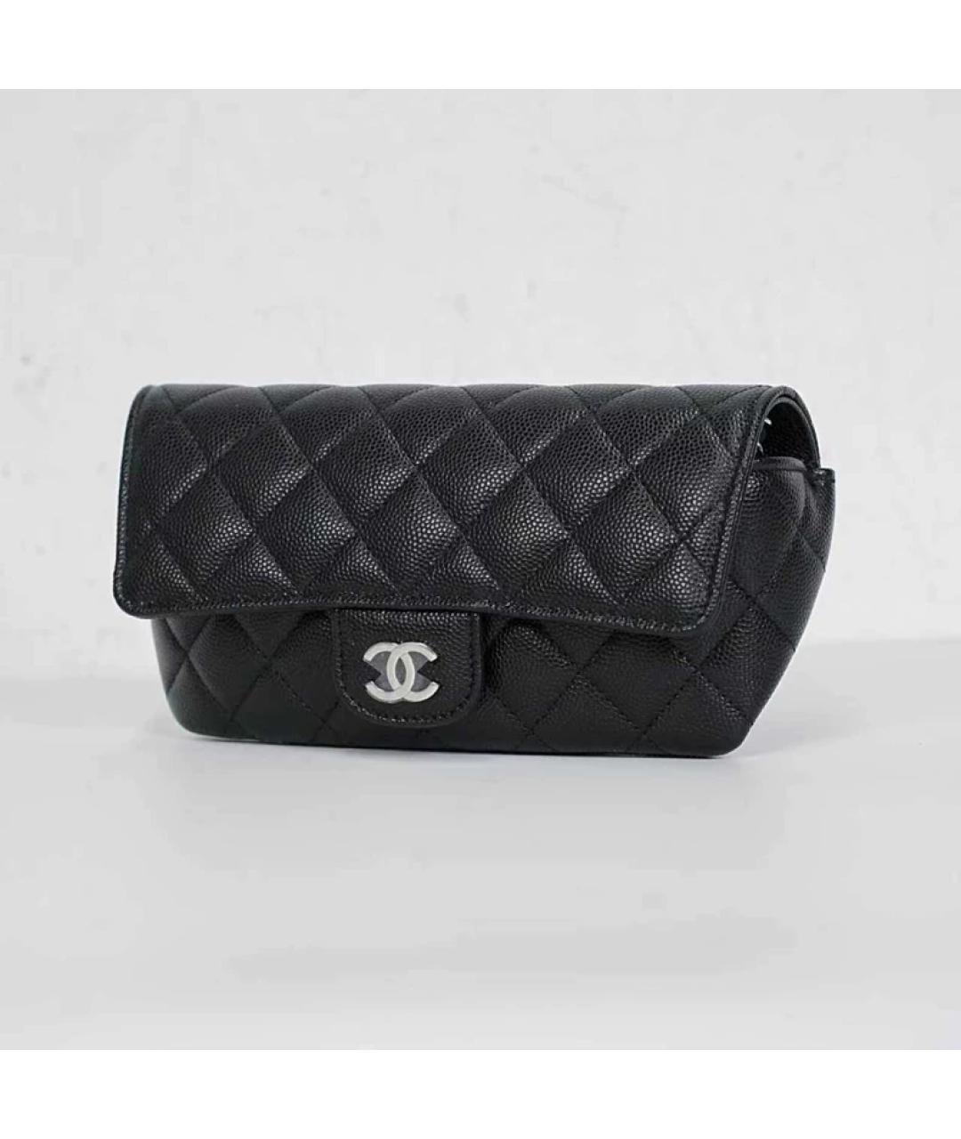 CHANEL Черная кожаная сумка с короткими ручками, фото 5