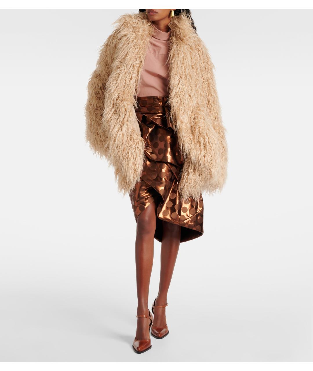 DRIES VAN NOTEN Бежевая шуба, фото 4