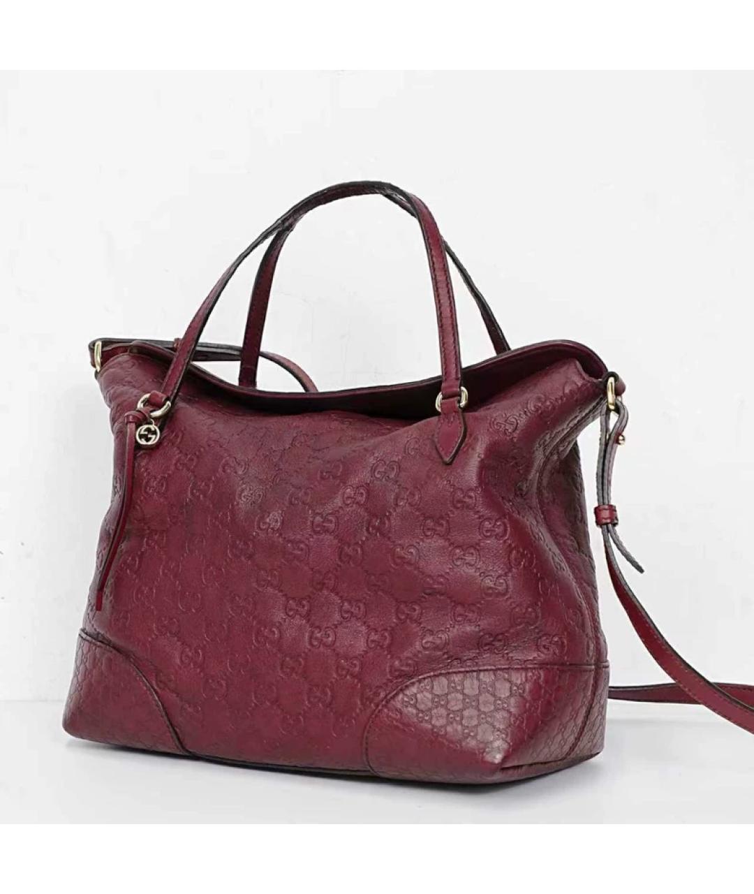 GUCCI Бордовая кожаная сумка с короткими ручками, фото 4