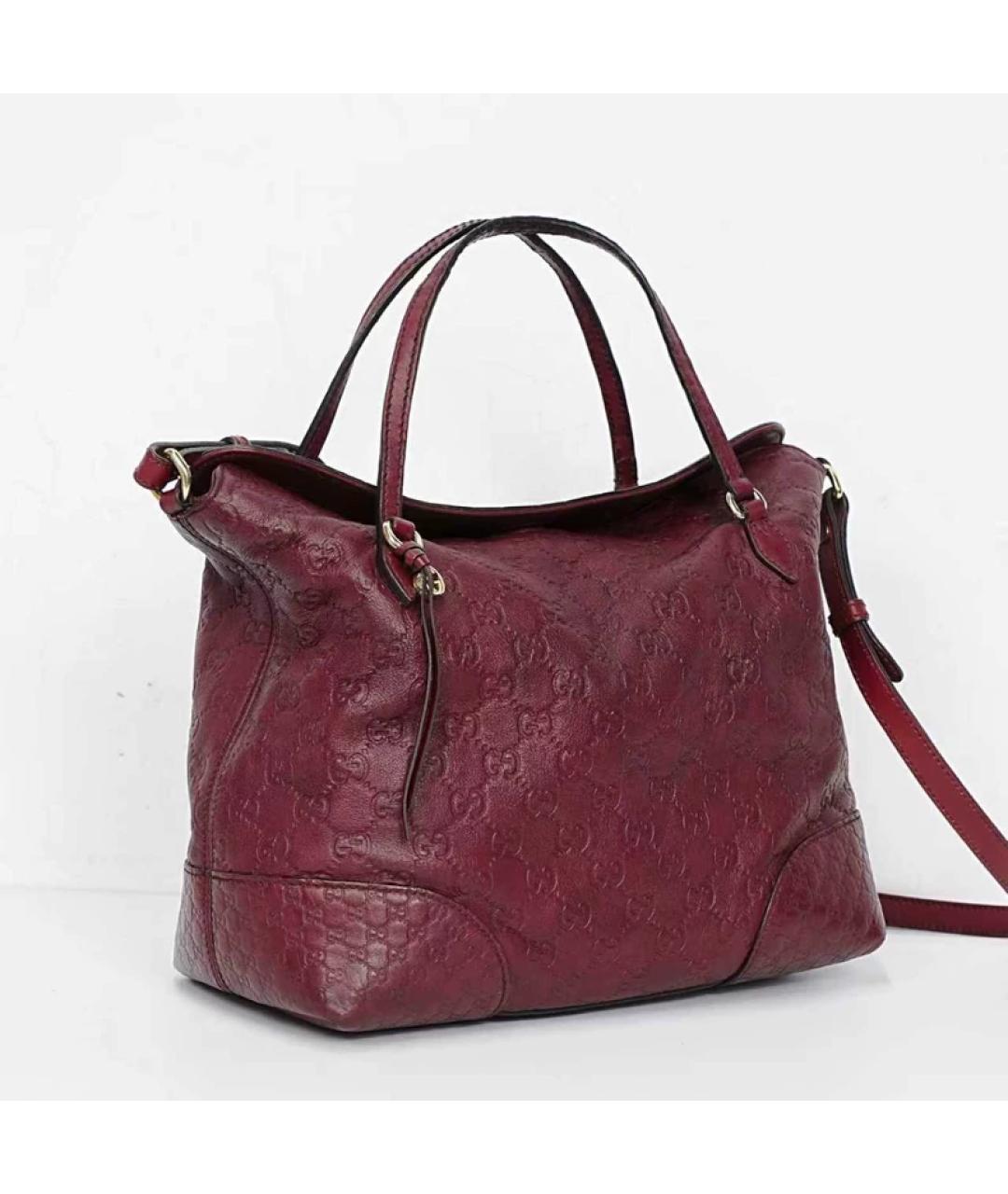 GUCCI Бордовая кожаная сумка с короткими ручками, фото 5