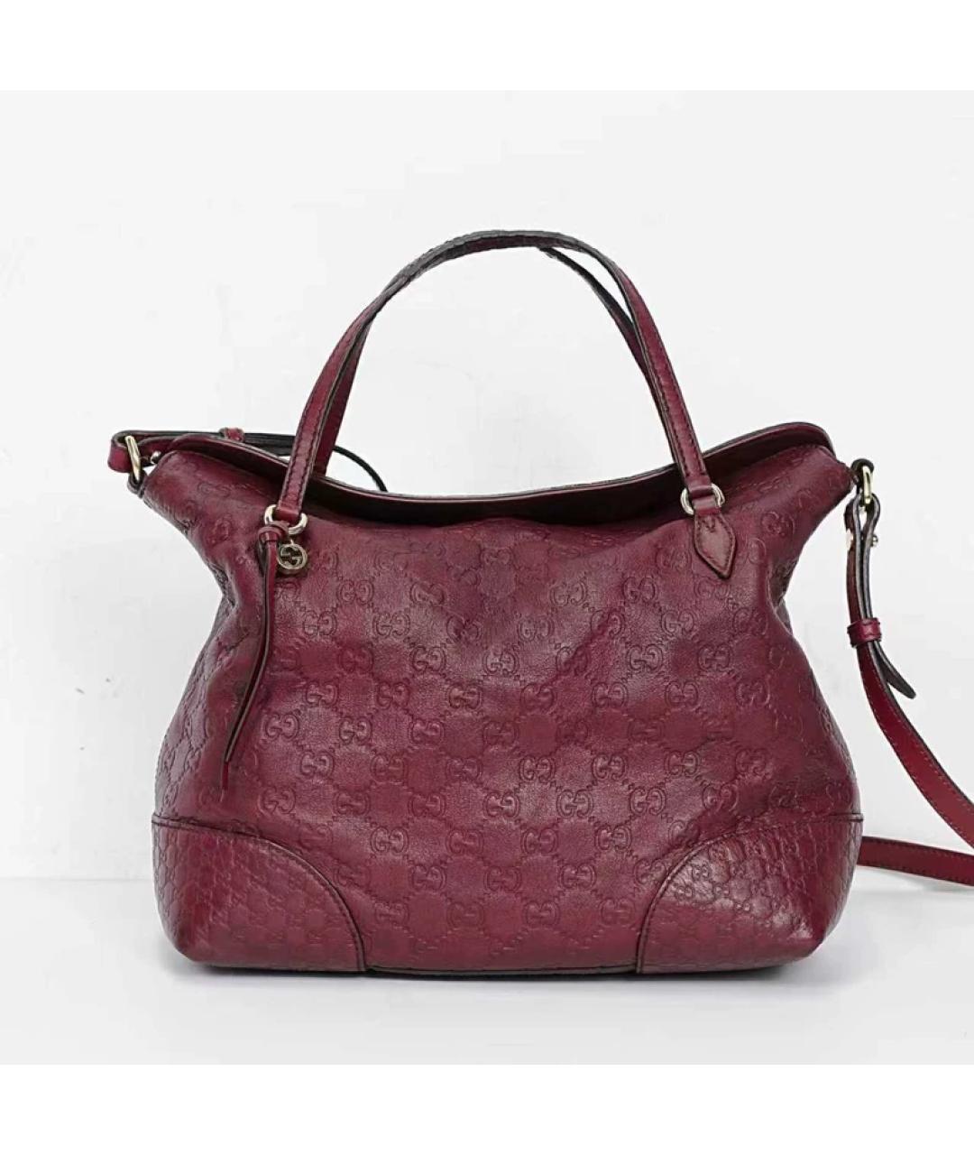 GUCCI Бордовая кожаная сумка с короткими ручками, фото 2