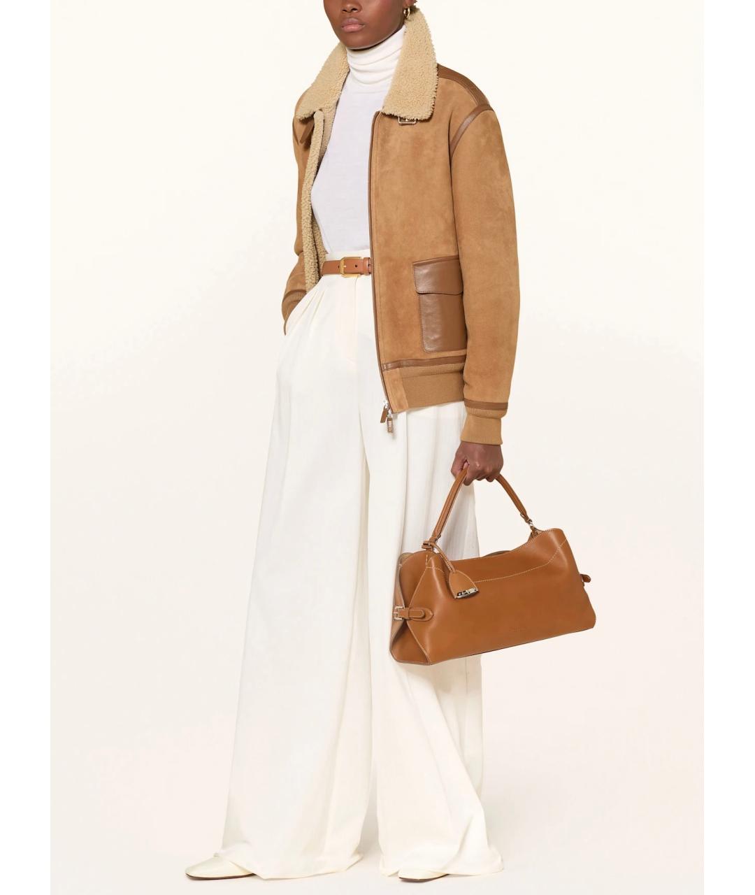 RALPH LAUREN PURPLE LABEL Бежевая замшевая дубленка, фото 6