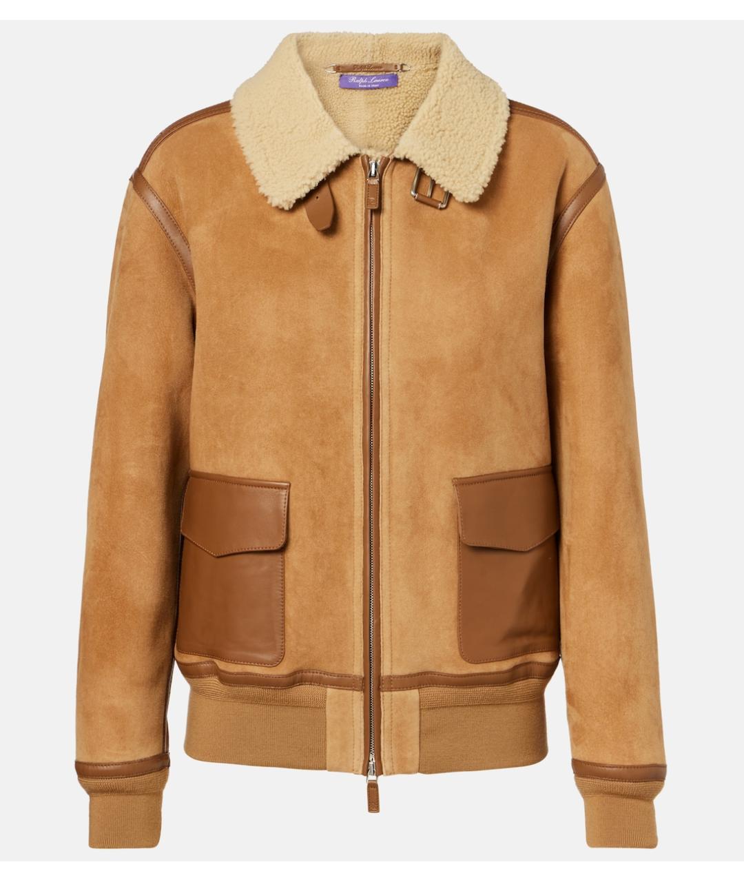 RALPH LAUREN PURPLE LABEL Бежевая замшевая дубленка, фото 10