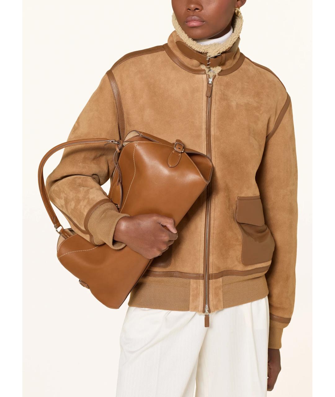 RALPH LAUREN PURPLE LABEL Бежевая замшевая дубленка, фото 5