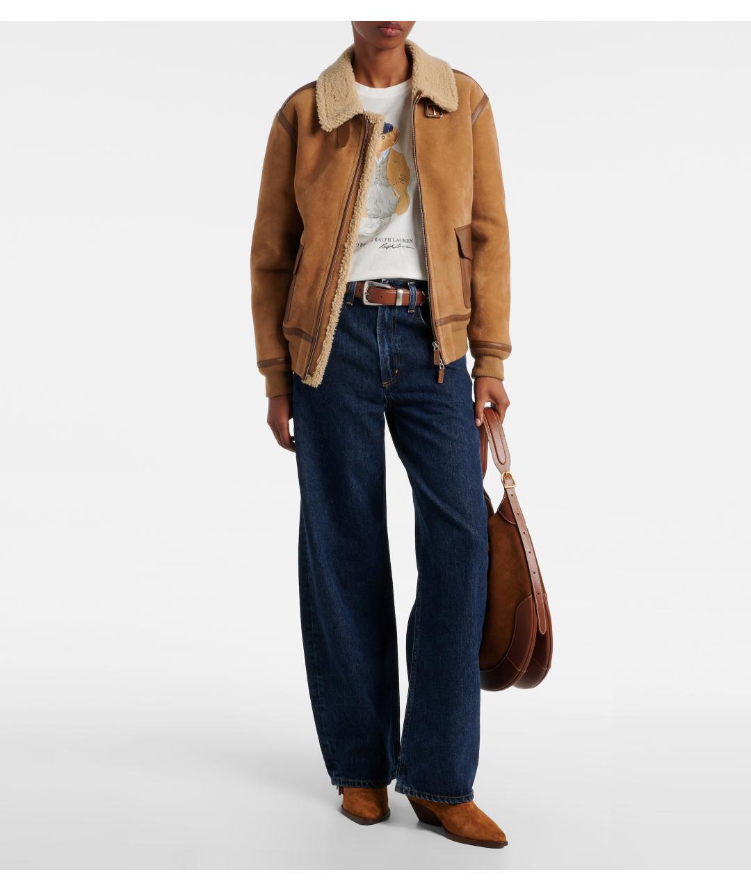 RALPH LAUREN PURPLE LABEL Бежевая замшевая дубленка, фото 3