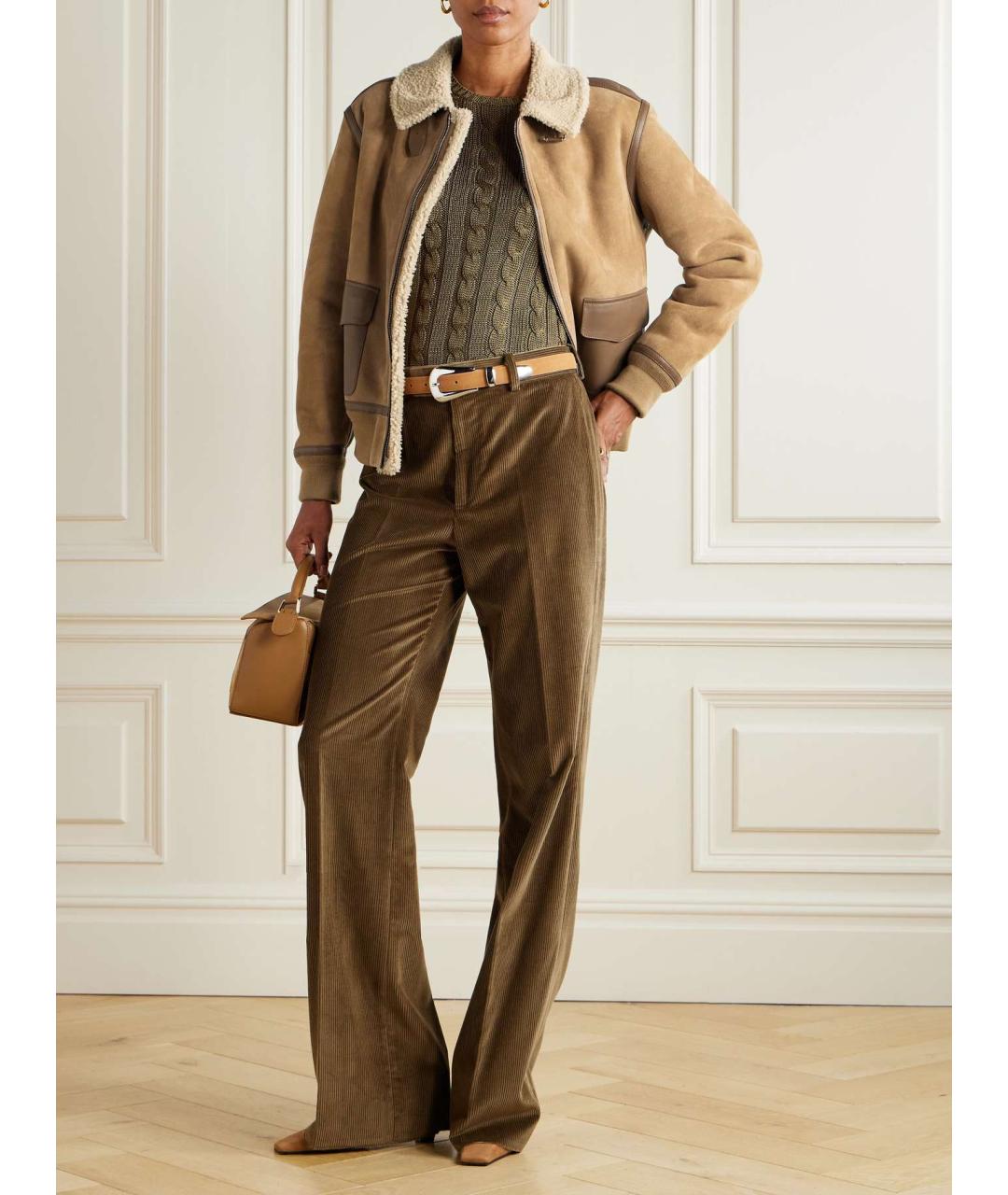 RALPH LAUREN PURPLE LABEL Бежевая замшевая дубленка, фото 9