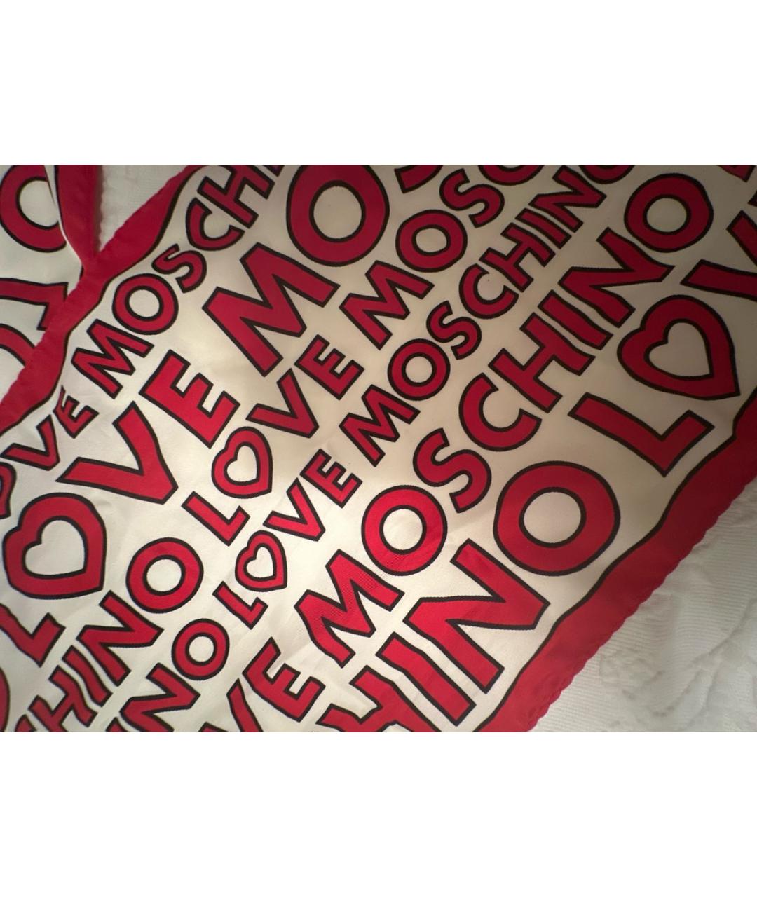 LOVE MOSCHINO Красный шелковый шарф, фото 3