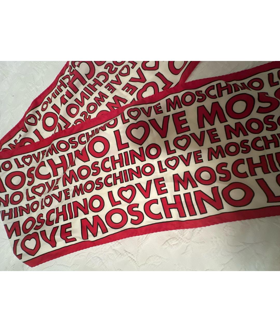 LOVE MOSCHINO Красный шелковый шарф, фото 2