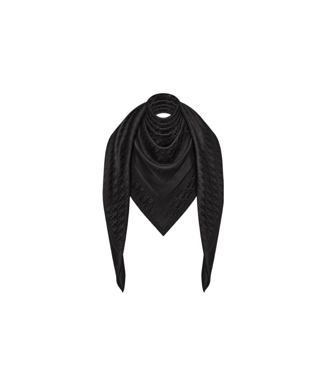 CHRISTIAN DIOR Черный шелковый платок, фото 3
