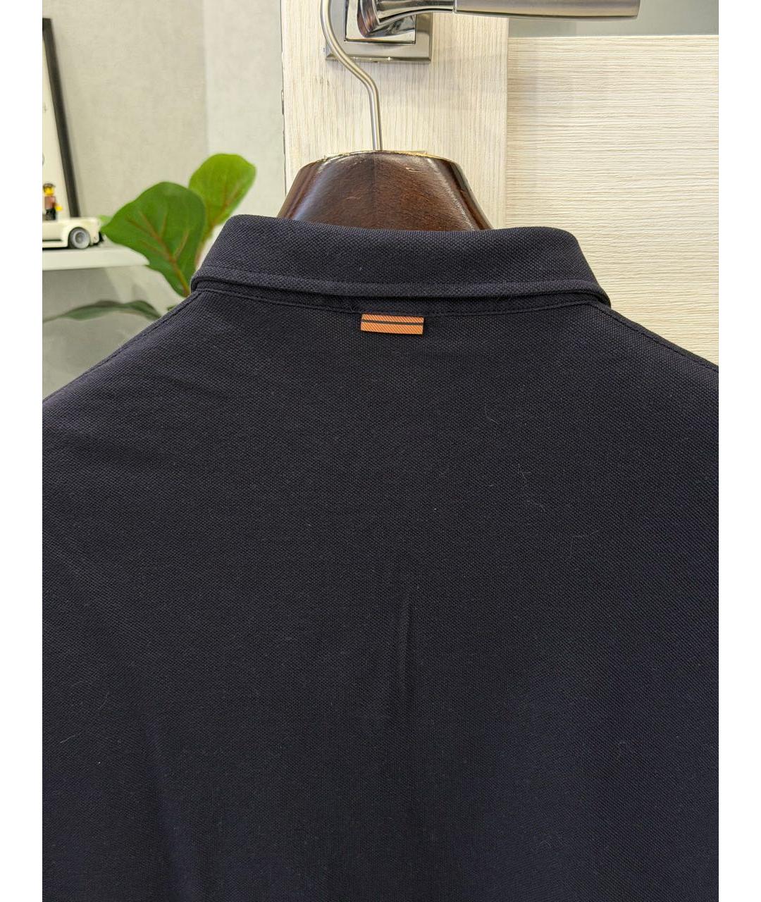ZEGNA Темно-синее хлопковое поло с длинным рукавом, фото 3