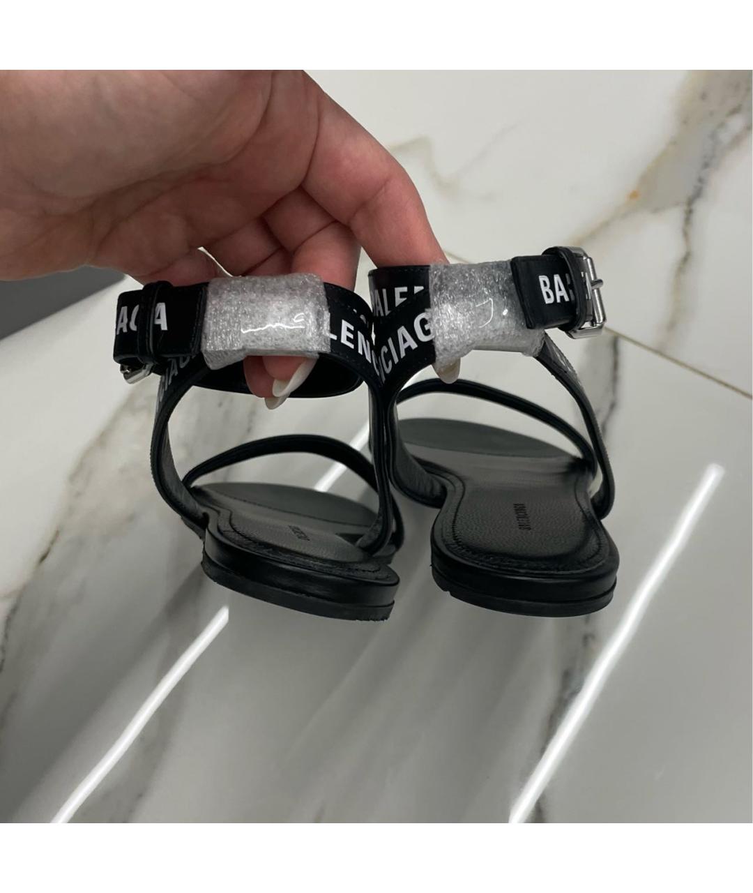 BALENCIAGA Черные кожаные сандалии, фото 4